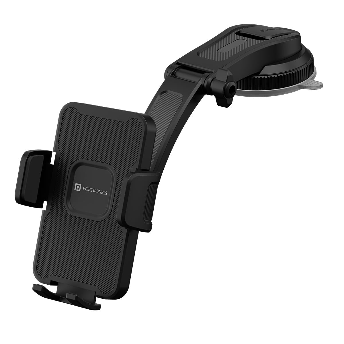 Portronics Clamp M5 Car Phone Holder Stand | Strong Grip & 360° Rotation Mobile Mount for Car