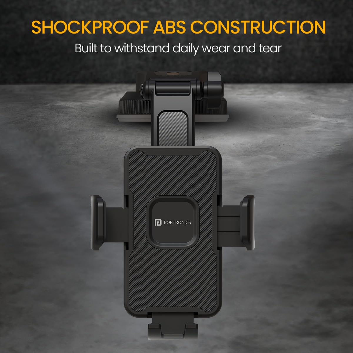 Portronics Clamp M5 Car Phone Holder Stand | Strong Grip & 360° Rotation Mobile Mount for Car