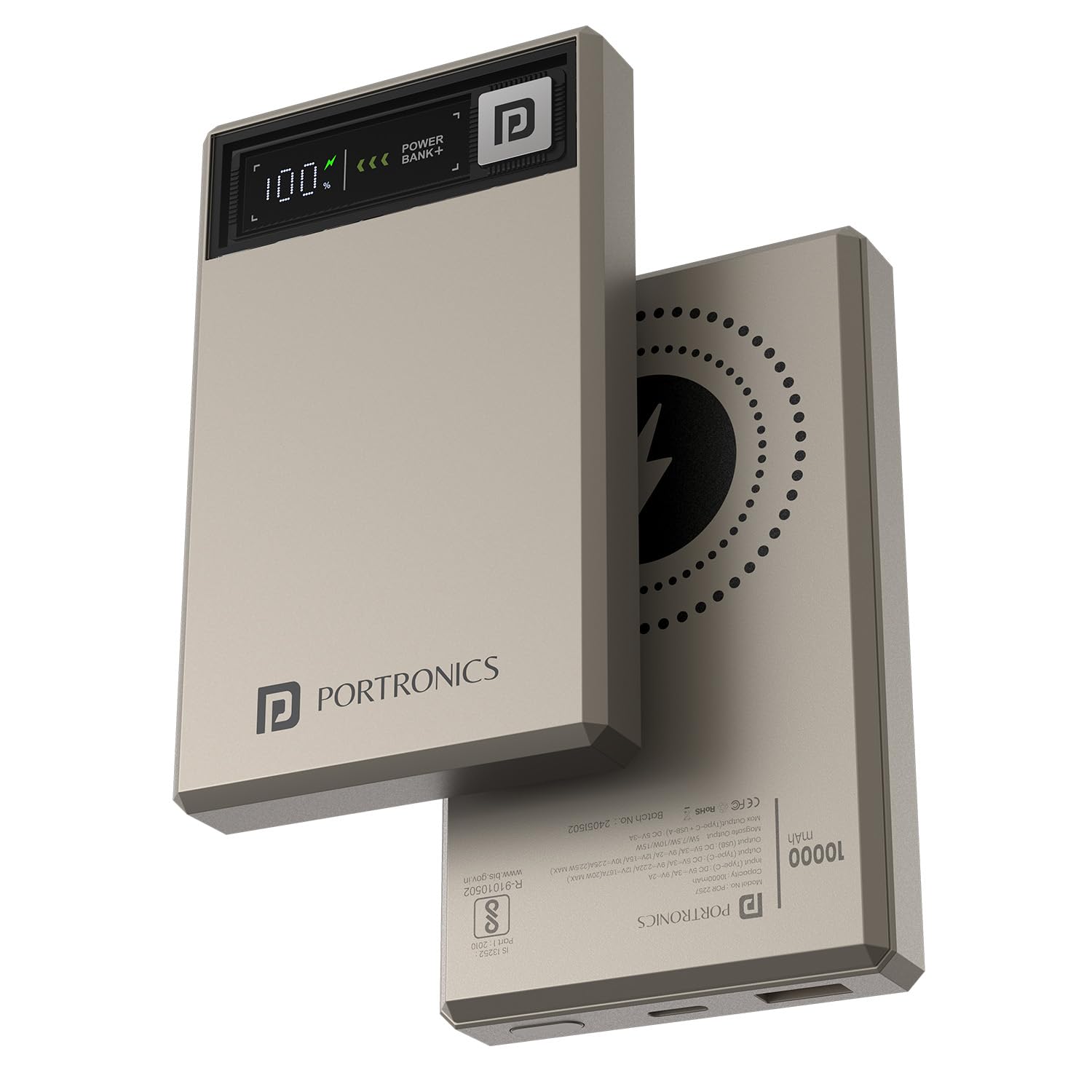 Portronics Luxcell MagClick 10K Power Bank | 10000mAh 15W Magnetic Wireless Fast Charging | Nano Compact Design