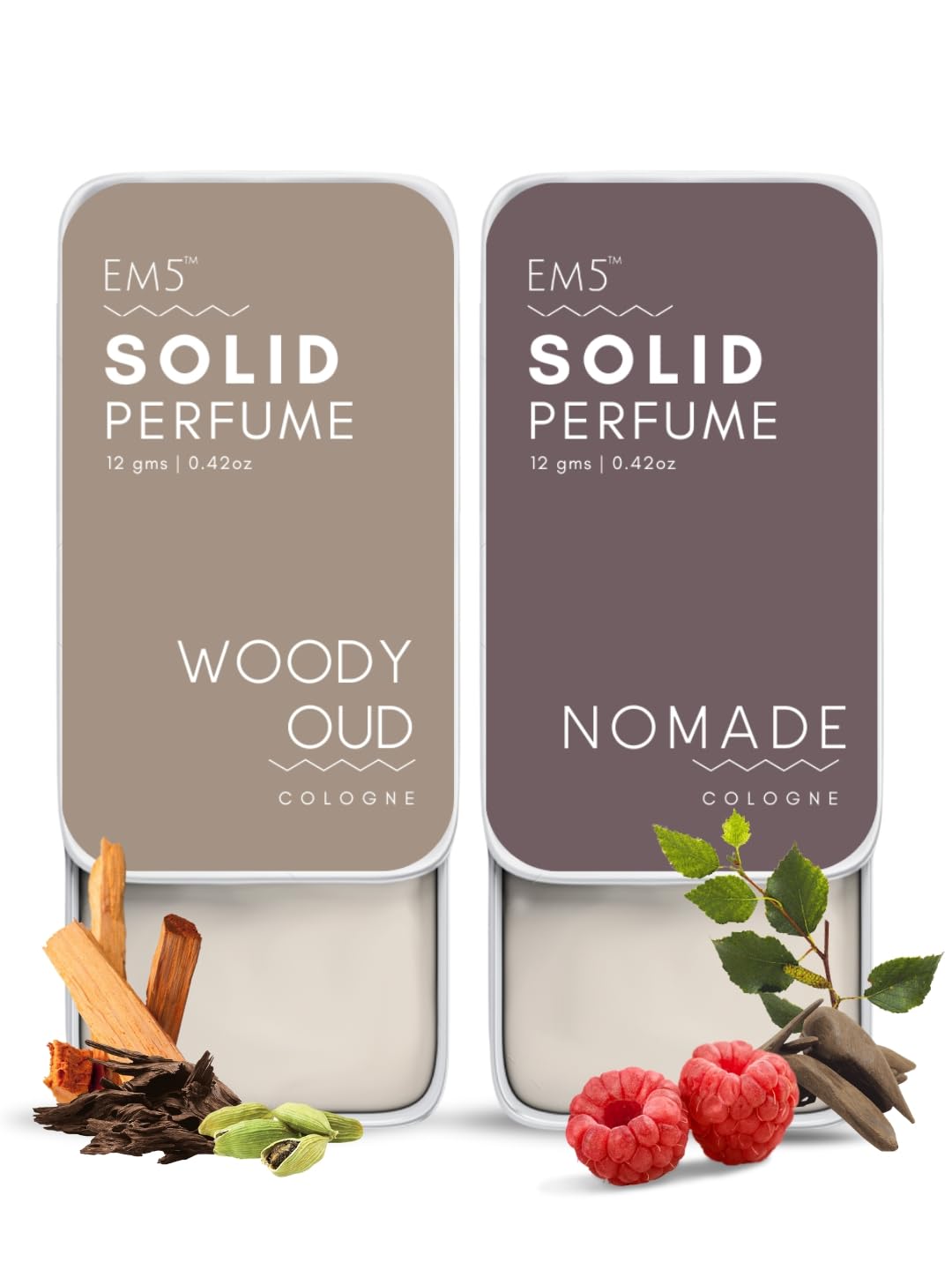 EM5 Solid Perfume Combo Pack Alcohol-Free Oud & Nomade Scents for Men & Women Non-Greasy, Strong & Long-Lasting Fragrance