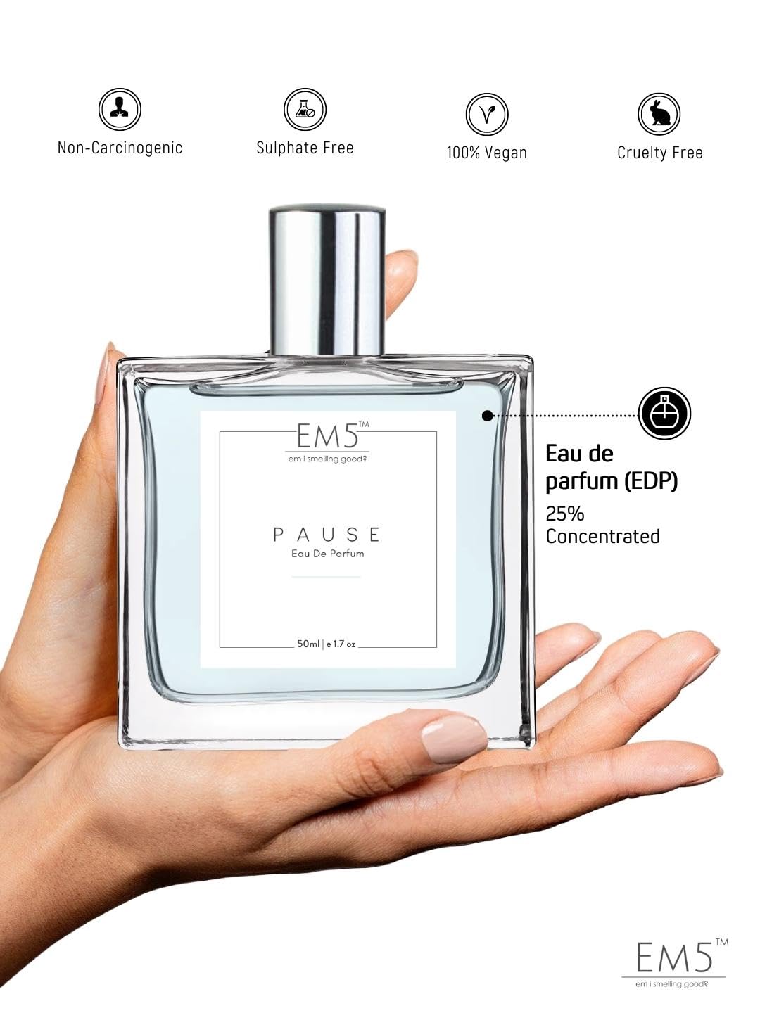 EM5 Pause Perfume for Men Strong & Long-Lasting Spray Aromatic Fresh Amber Fragrance Eau De Parfum