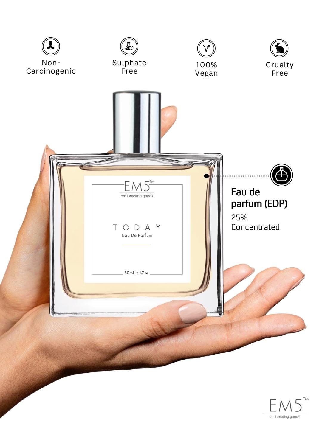 EM5 Today Eau De Parfum for Women Citrus & Woody Fragrance Strong Long-Lasting Perfume Spray for Day & Night Use