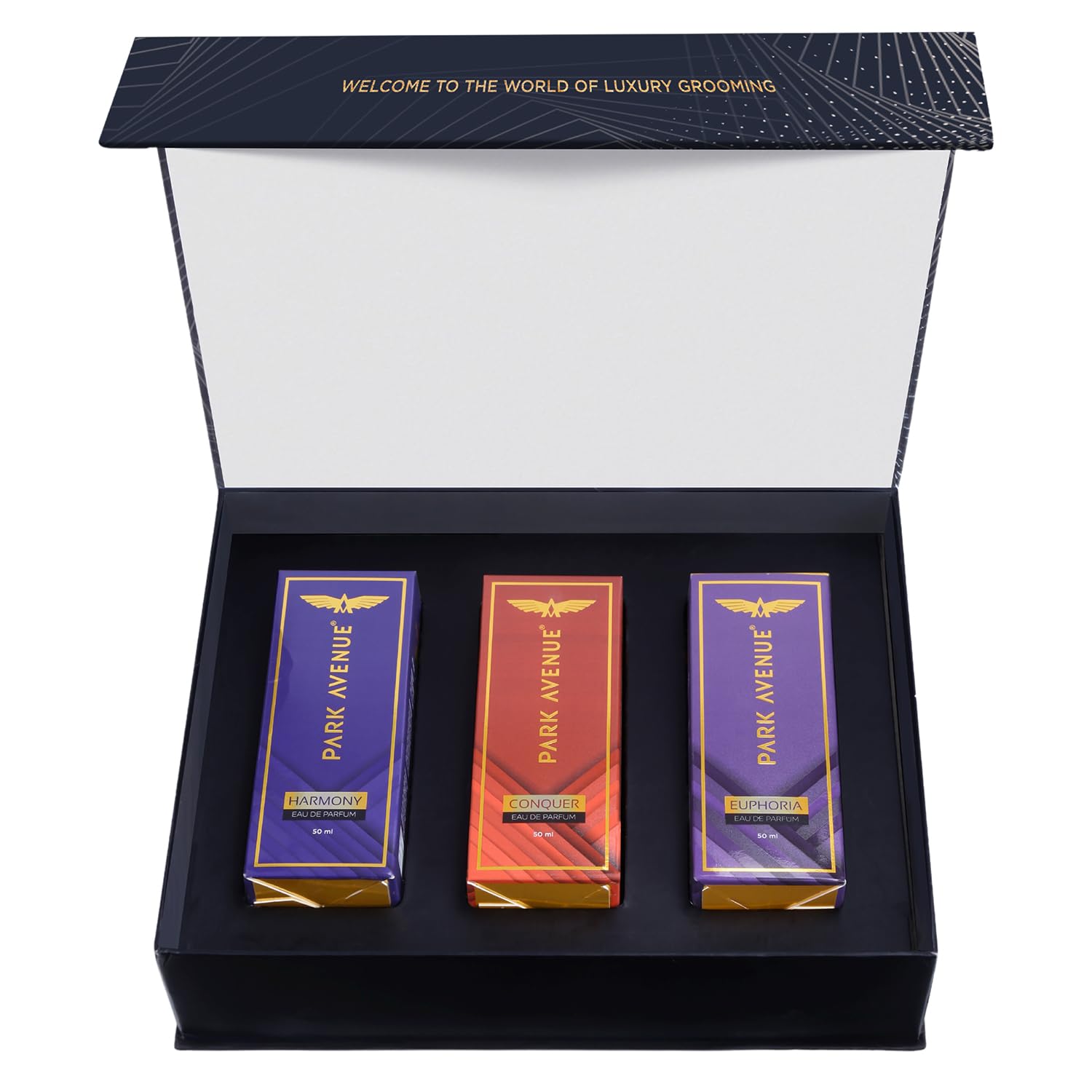 Park Avenue Gift Set for Men Euphoria, Conquer & Harmony Eau De Parfum, 150ml Each Long-Lasting Perfume for Men