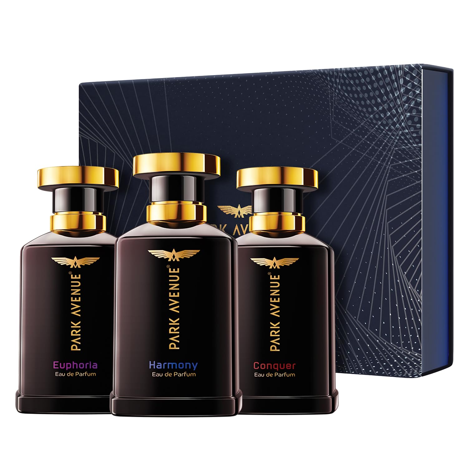 Park Avenue Gift Set for Men Euphoria, Conquer & Harmony Eau De Parfum, 150ml Each Long-Lasting Perfume for Men
