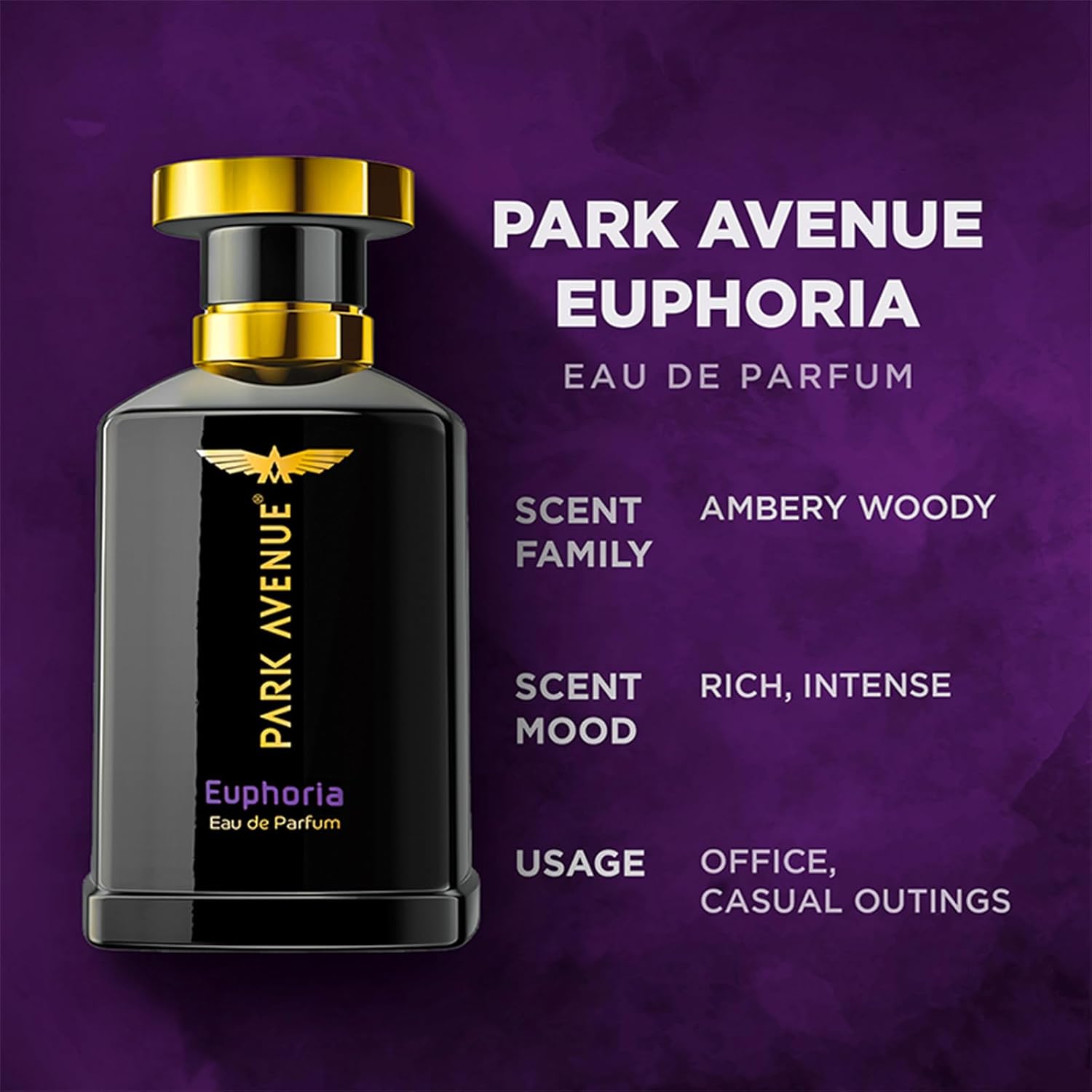 Park Avenue Harmony Eau De Parfum for Men – 100ml Premium Long-Lasting Perfume with Intense Amber Wood Fragrance