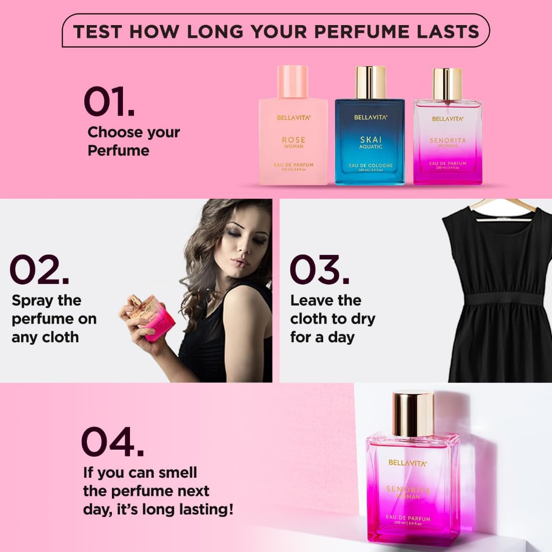Bella Vita Luxury Senorita Eau De Parfum for Women – Fresh & Fruity Long-Lasting Perfume with Yuzu, Lotus, Magnolia & Musk