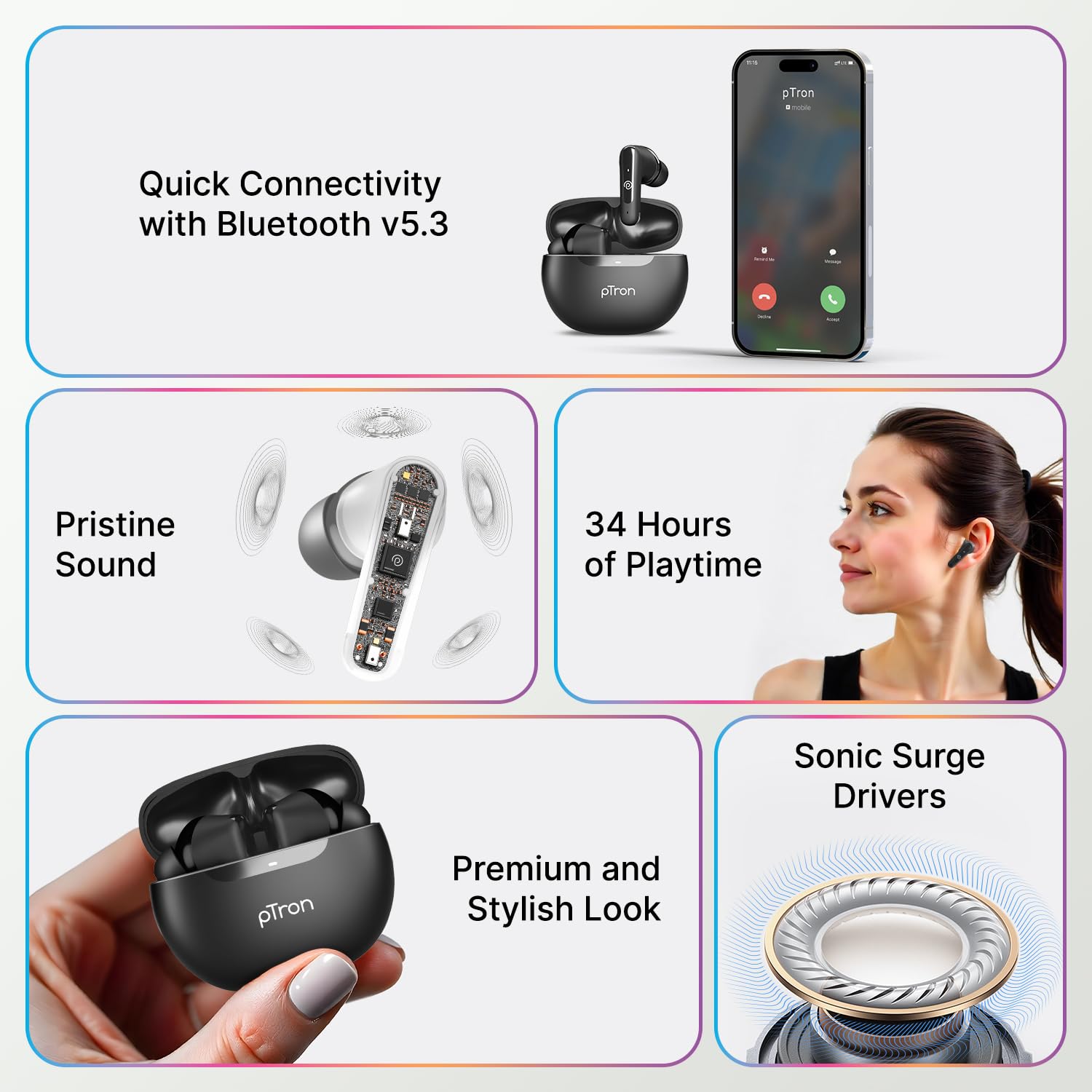 pTron Bassbuds Astra in-Ear TWS Earbuds
