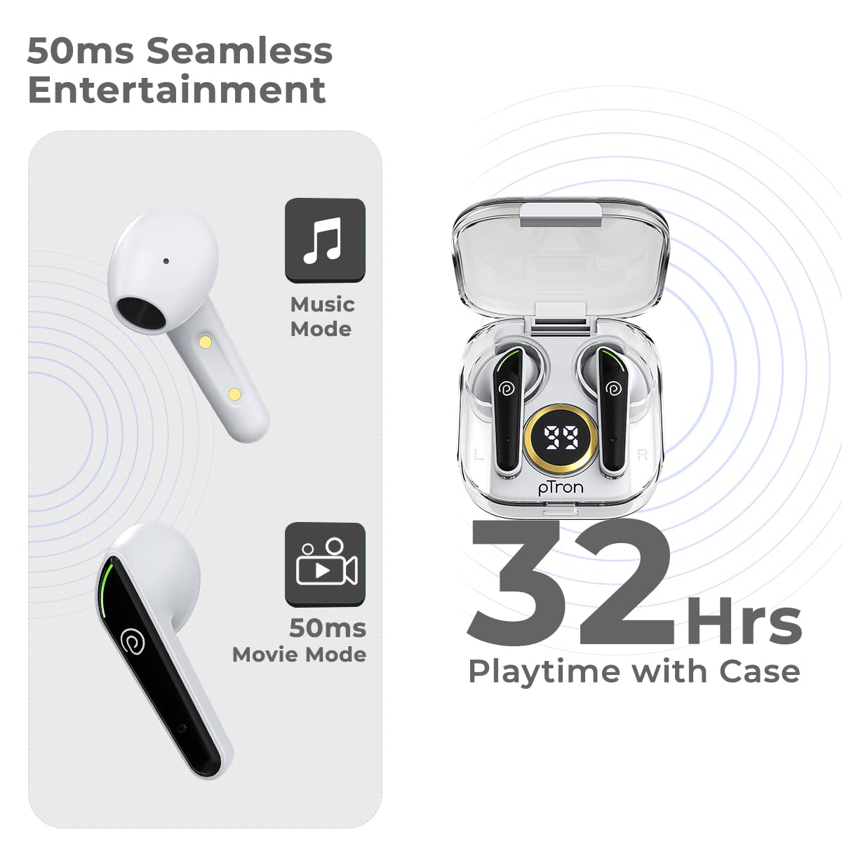 pTron Newly Launched Bassbuds Nyx in-Ear Wireless Headphone