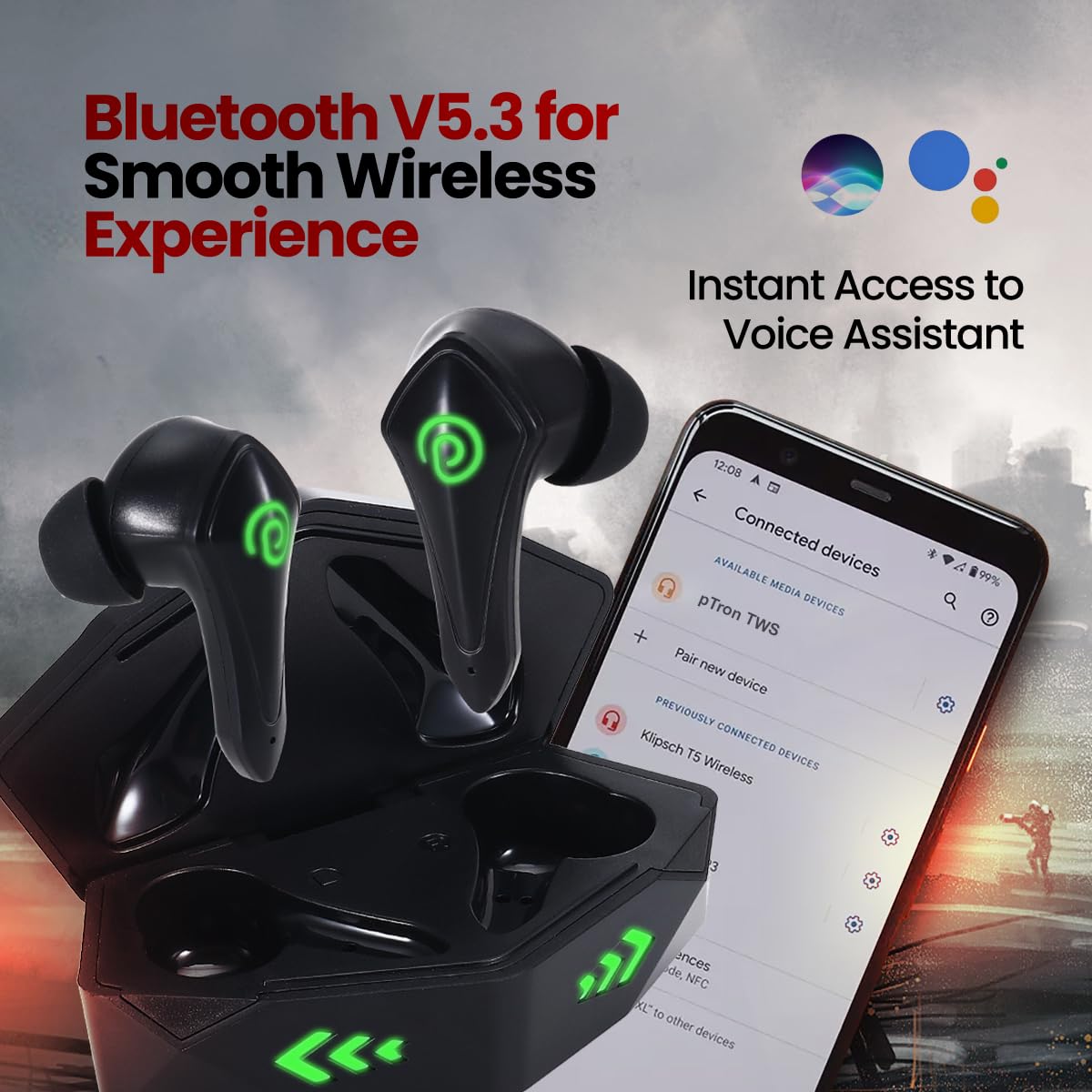 pTron Basspods Torq TWS Earbuds