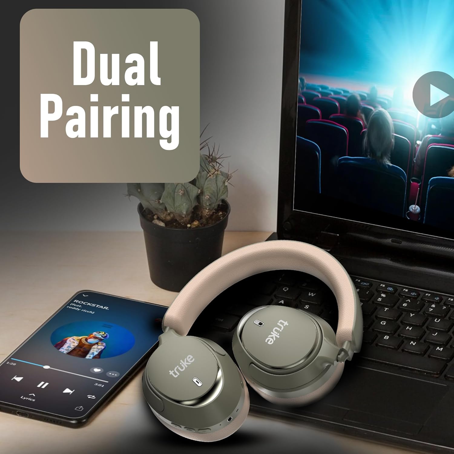 truke Newly Launch Aura Bass Over The Ear Headphone