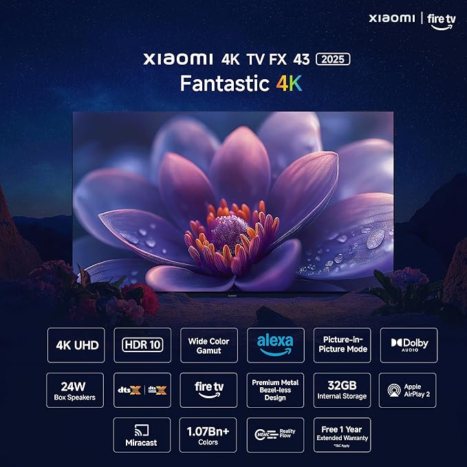 Xiaomi 108 cm (43 inch) FX Ultra HD 4K Smart LED Fire TV Model: L43MB-FIN