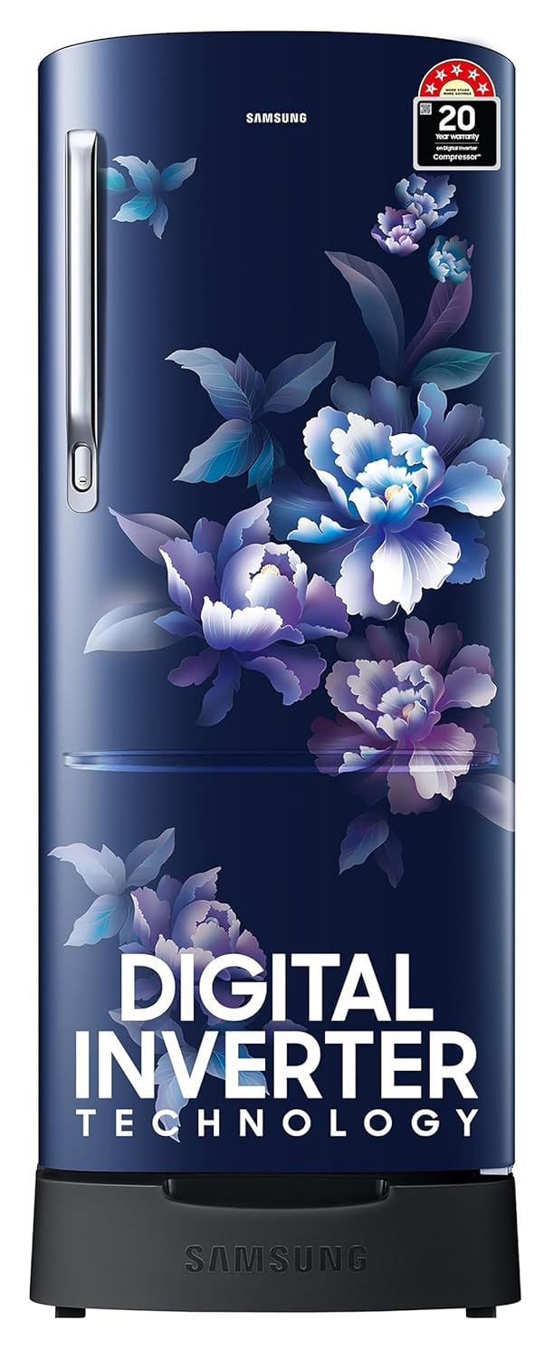 Samsung 183 L 5 Star Digital Inverter Direct-Cool Single Door Refrigerator RR20D2825HV, Camellia Purple, 2024 Model