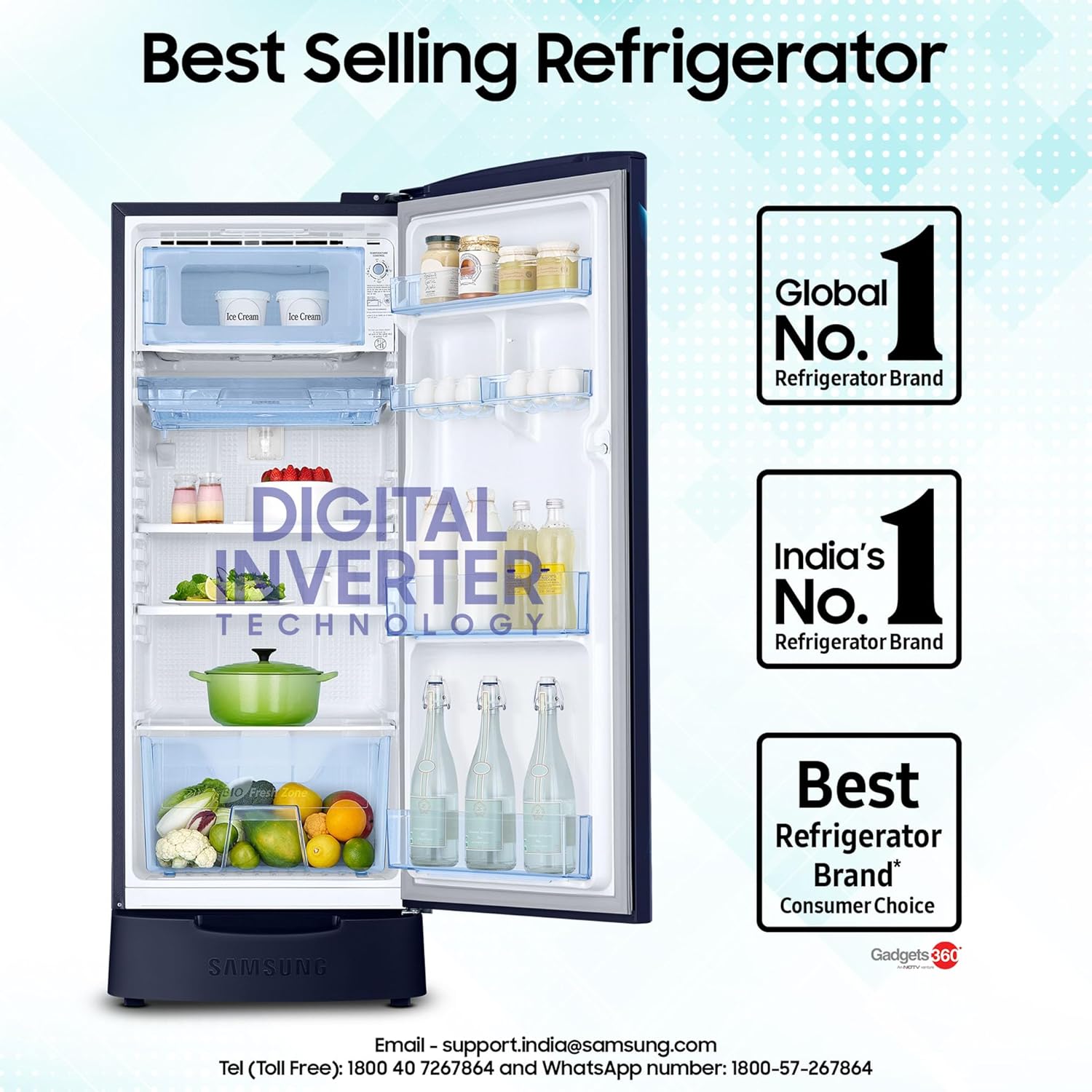 Samsung 183 L 5 Star Digital Inverter Direct-Cool Single Door Refrigerator RR20D2825HV, Camellia Purple, 2024 Model