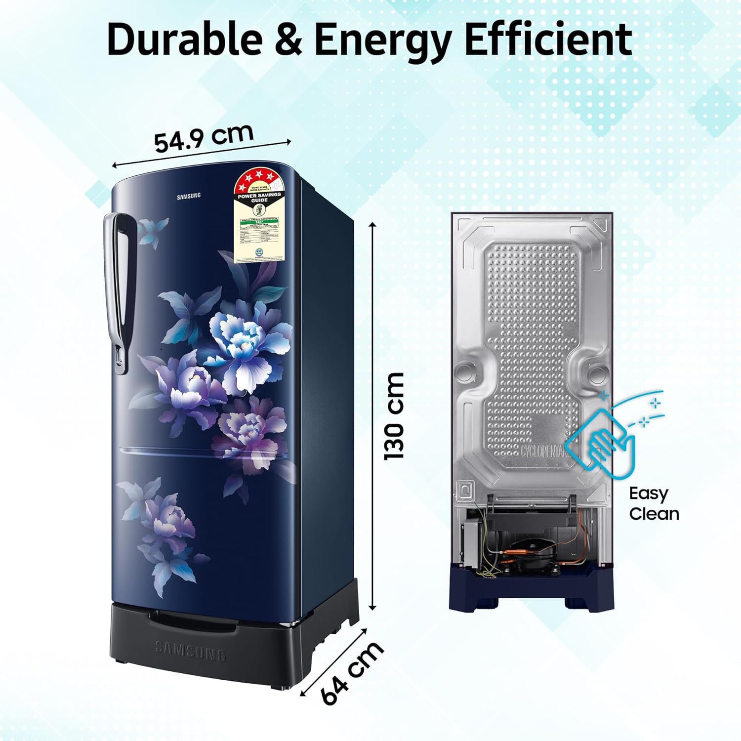 Samsung 183 L 4 Star Digital Inverter Direct-Cool Single Door Refrigerator RR20C1824HV, Camellia Purple, 2024 Model