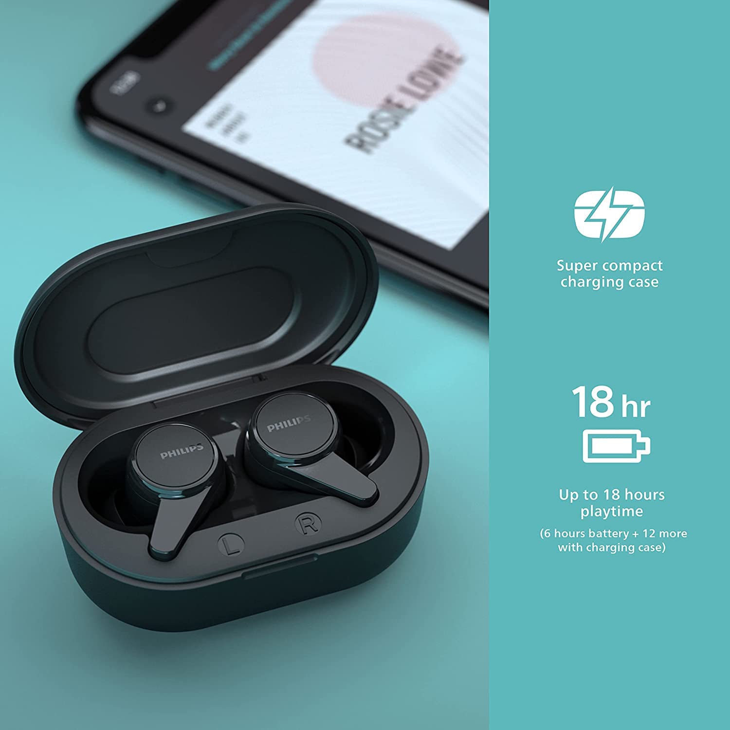 Philips Audio TWS TAT1207BK True Wireless Earbuds