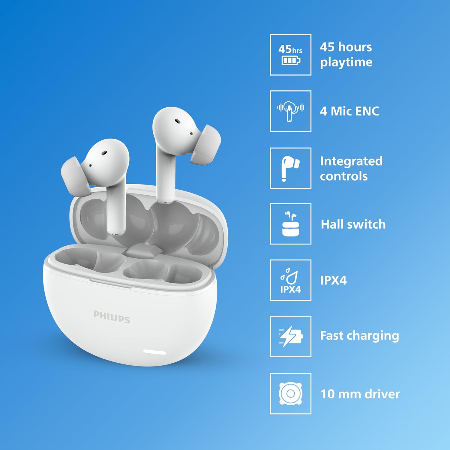 PHILIPS Audio TAT1179WT 94 True Wireless in Ear Earbuds