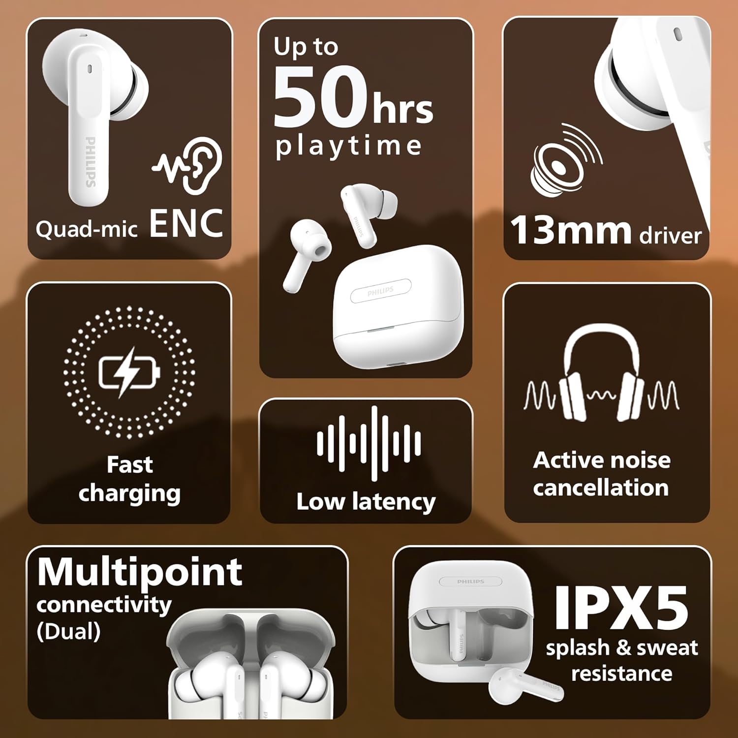 PHILIPS TAT1050WT 94 Truly Wireless Earbuds