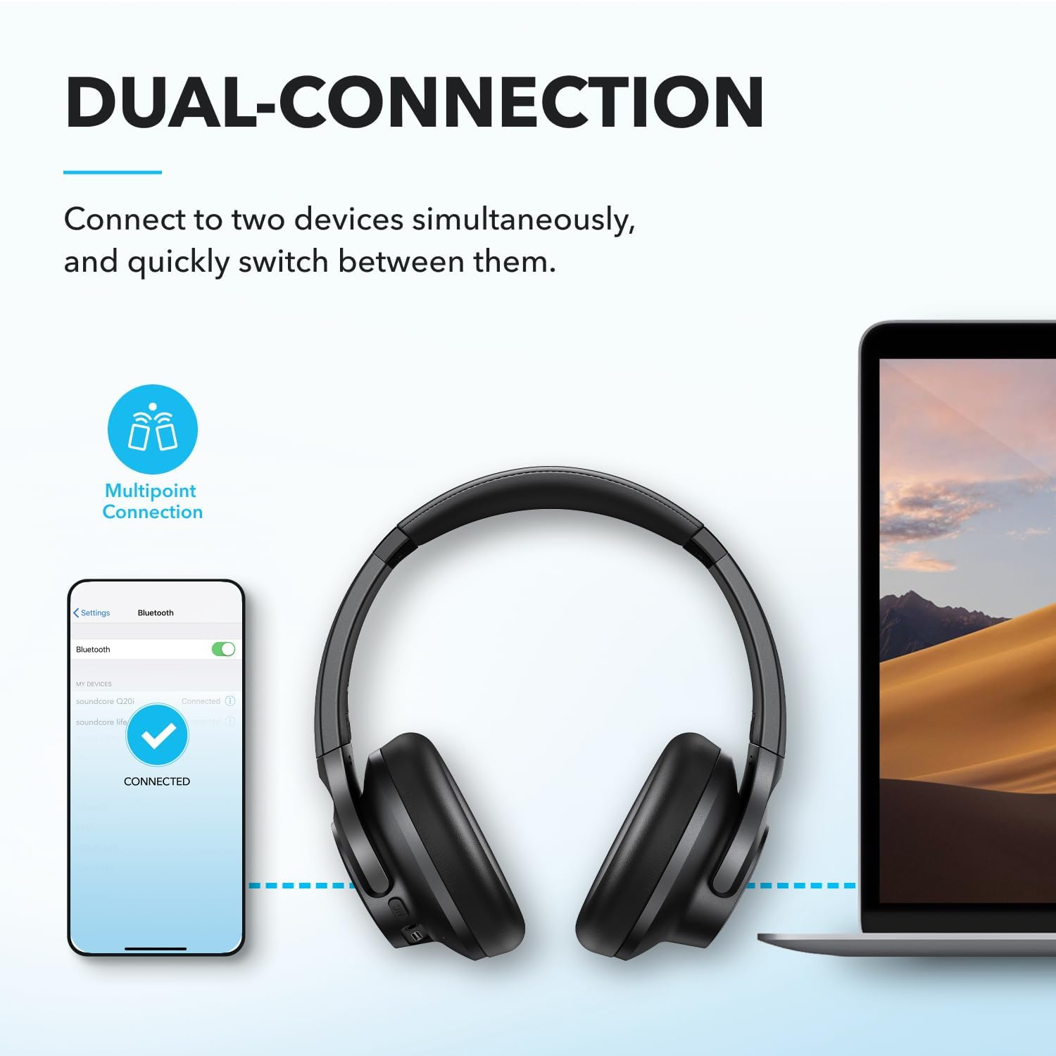 soundcore by Anker Q20i Wireless Bluetooth Over-Ear Headphones