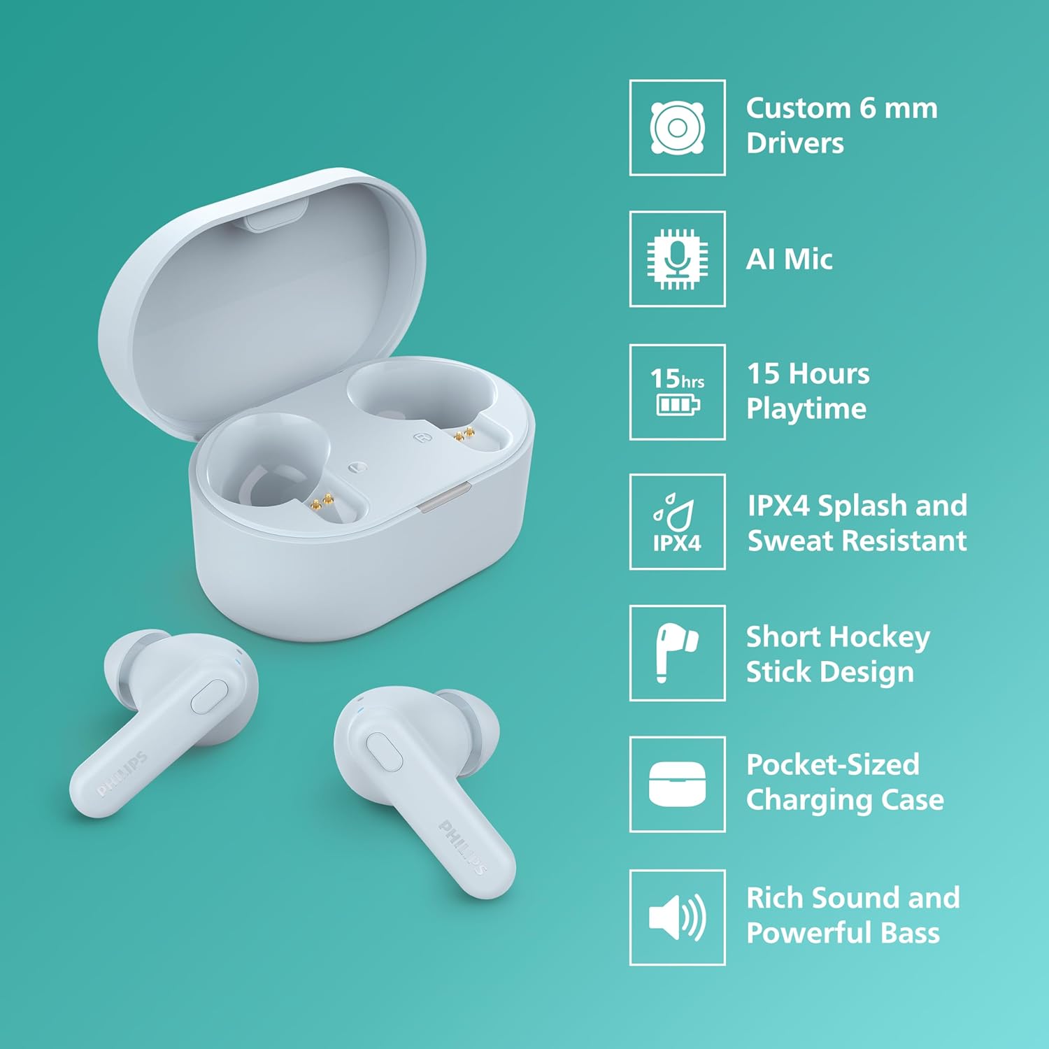 PHILIPS TAT1108BL 00 True Wireless Earbuds