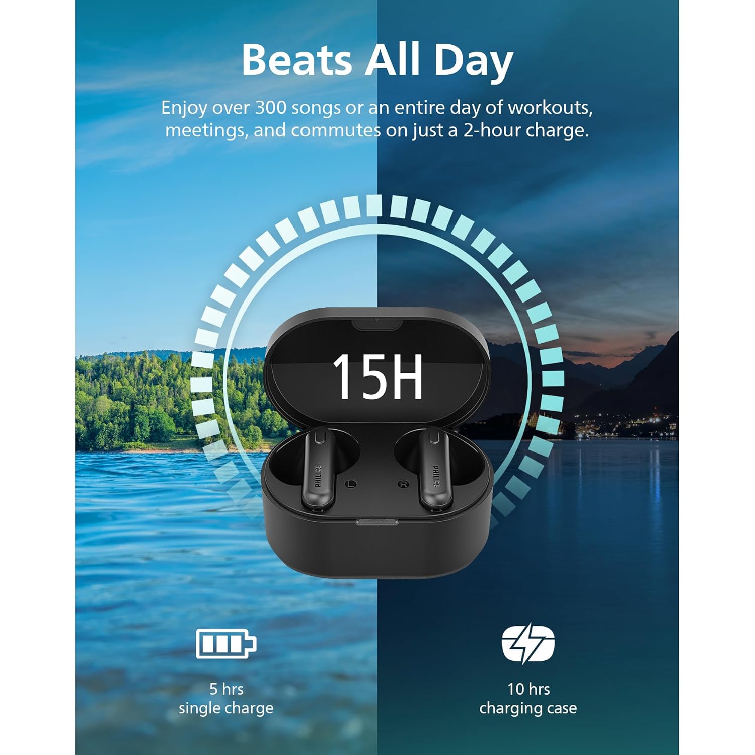 PHILIPS TAT1108BK 00 True Wireless Earbuds