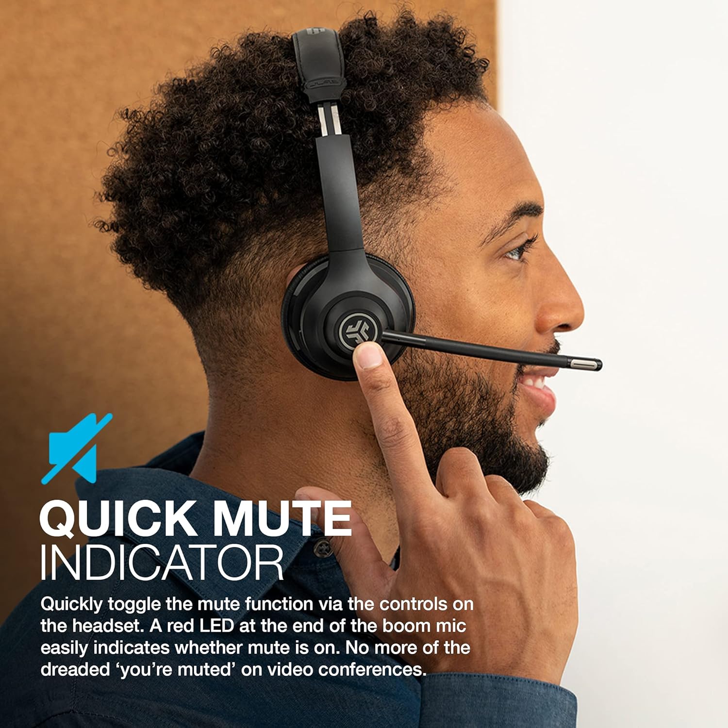JLab Go Work Wireless On Ear Headsets with Microphone