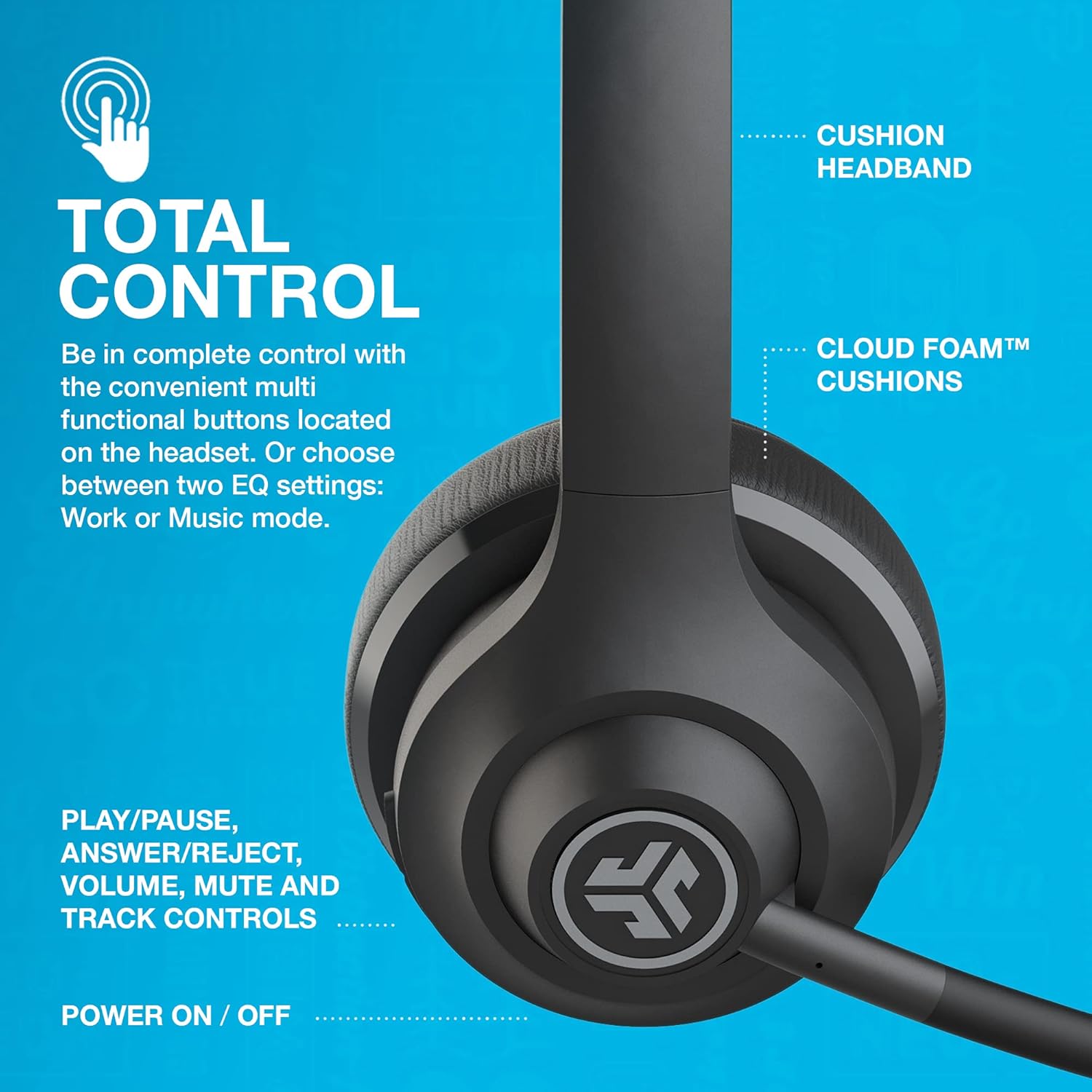 JLab Go Work Wireless On Ear Headsets with Microphone