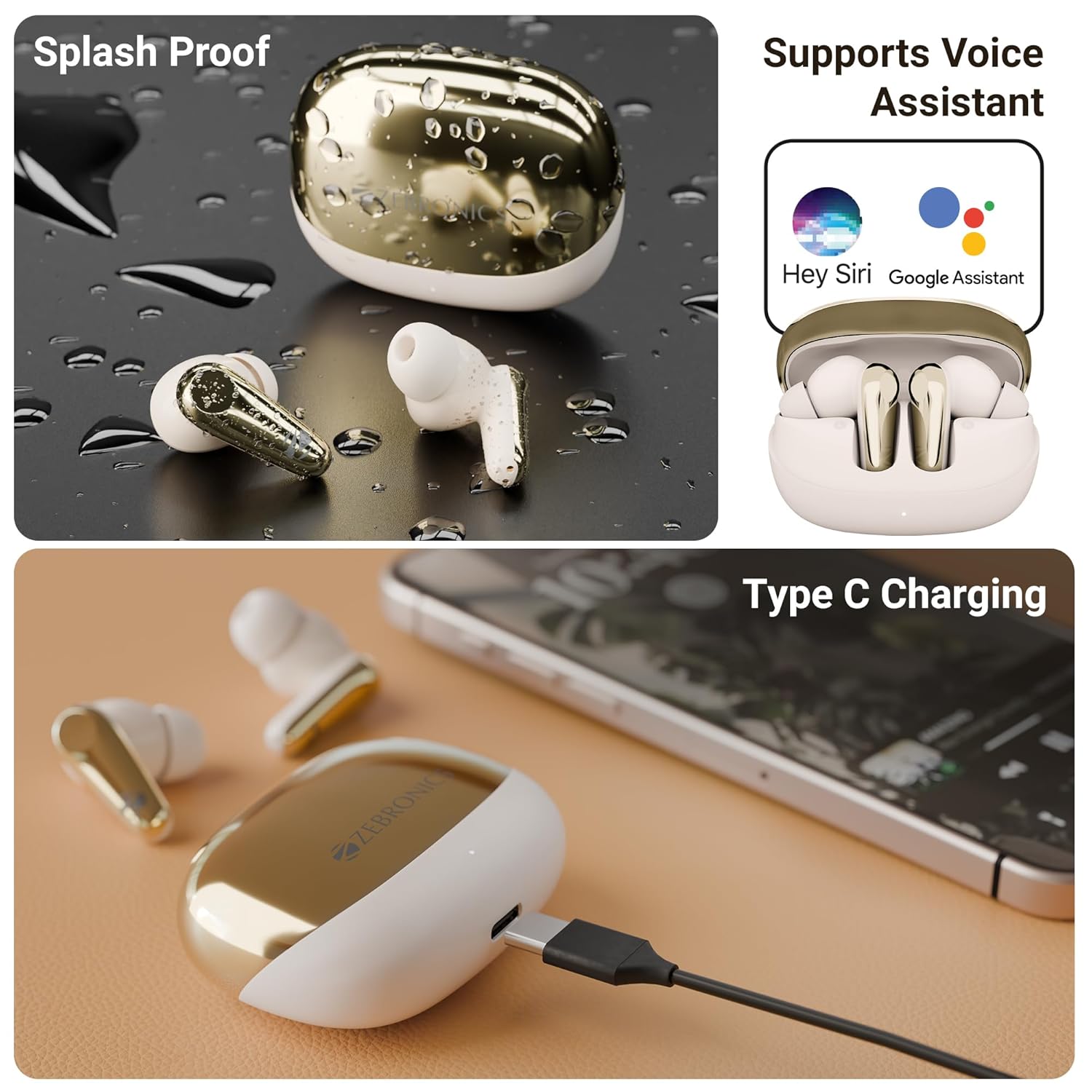 ZEBRONICS Monk+, in-Ear, Noise Cancellation Earbuds