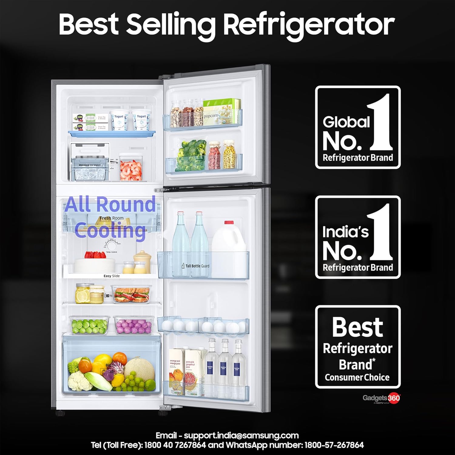 Samsung 236 L 3 Star Digital Inverter Frost Free Double Door Refrigerator RT28C3053S8, Elegant Inox, 2024 Model