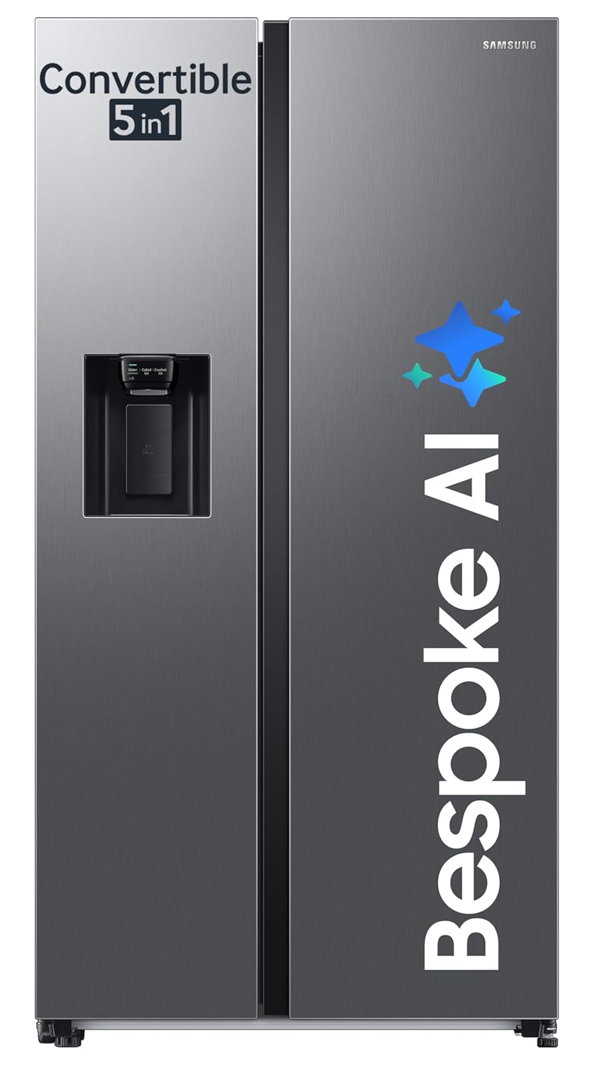 Samsung 633 L Convertible 5-in-1 Digital Inverter Side-by-Side Refrigerator with AI, WiFi, Water & Ice Dispenser RS78CG8543S9HL