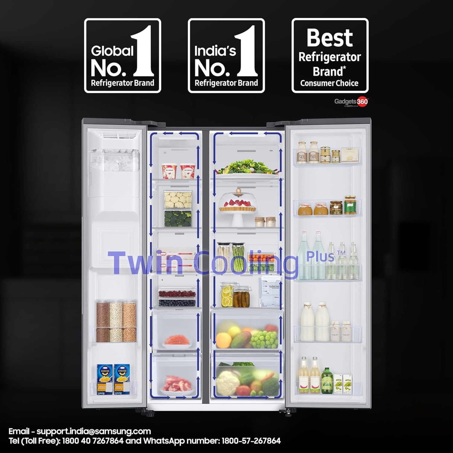 Samsung 633 L Convertible 5-in-1 Digital Inverter Side-by-Side Refrigerator with AI, WiFi, Water & Ice Dispenser RS78CG8543S9HL