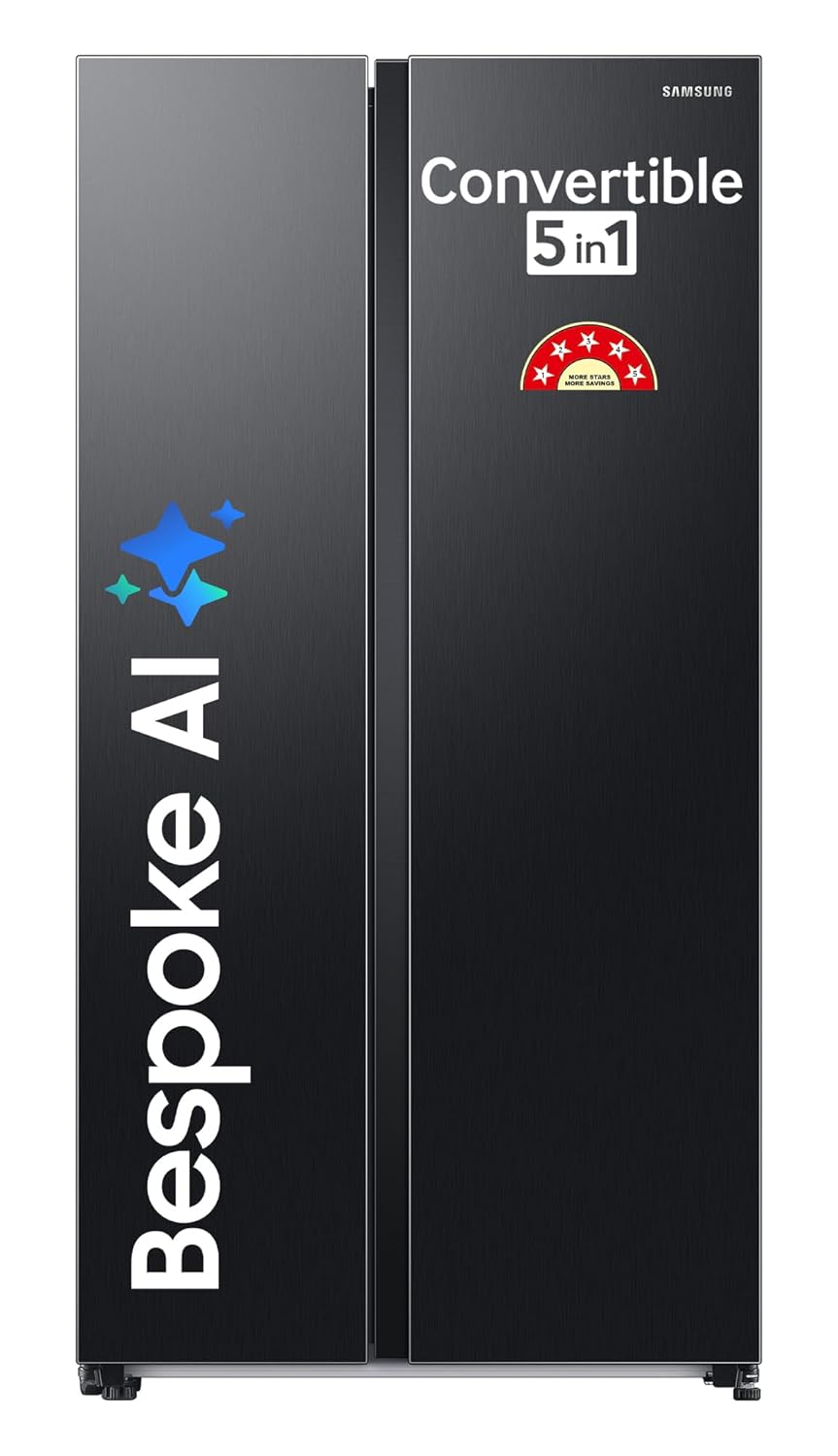 Samsung 653 L 5 Star Frost Free Double Door Convertible 5-in-1 Digital Inverter Side-by-Side AI Enabled Smart Refrigerator with WiFi RS76CG8115B1HL