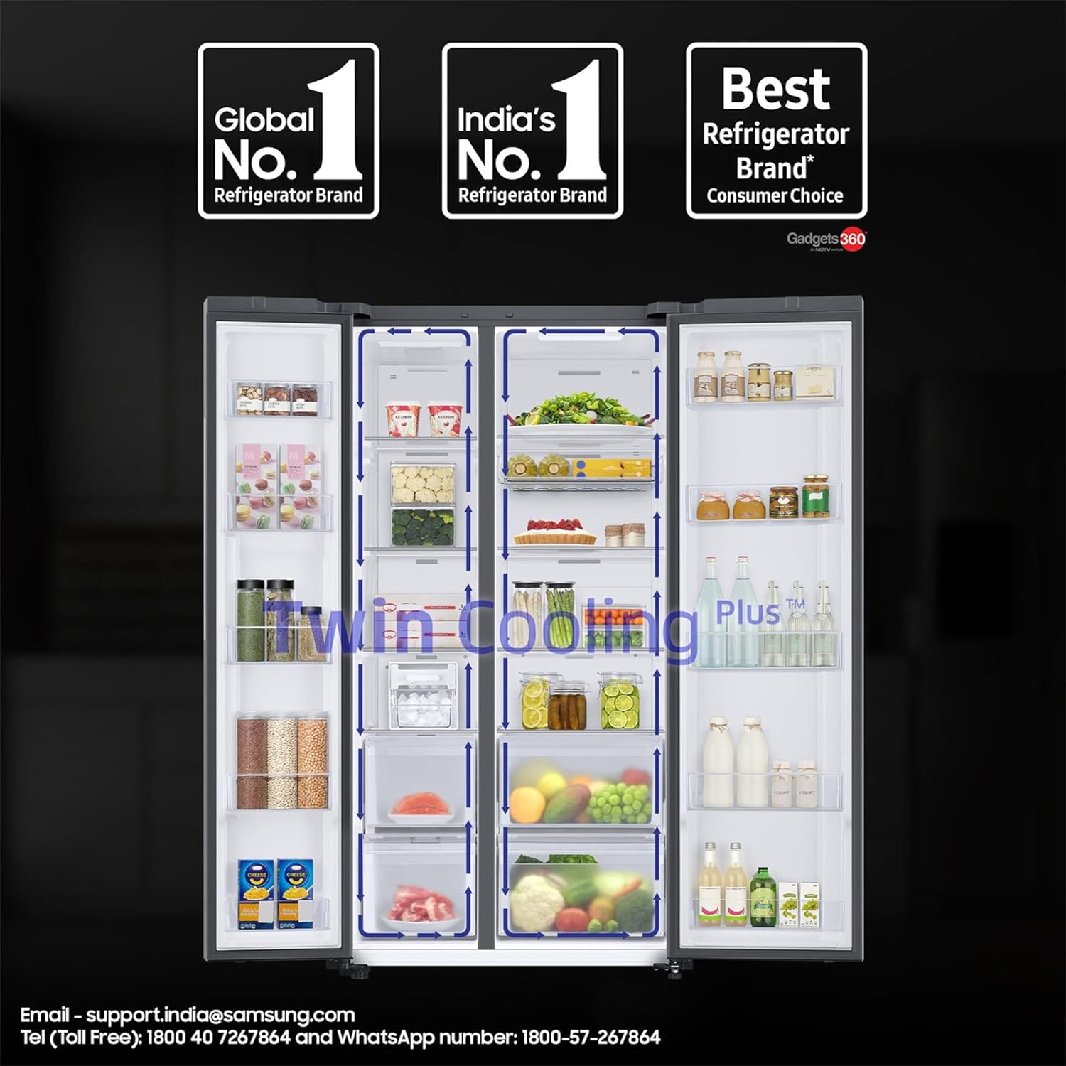 Samsung 653 L 5 Star Frost Free Double Door Convertible 5-in-1 Digital Inverter Side-by-Side AI Enabled Smart Refrigerator with WiFi RS76CG8115B1HL