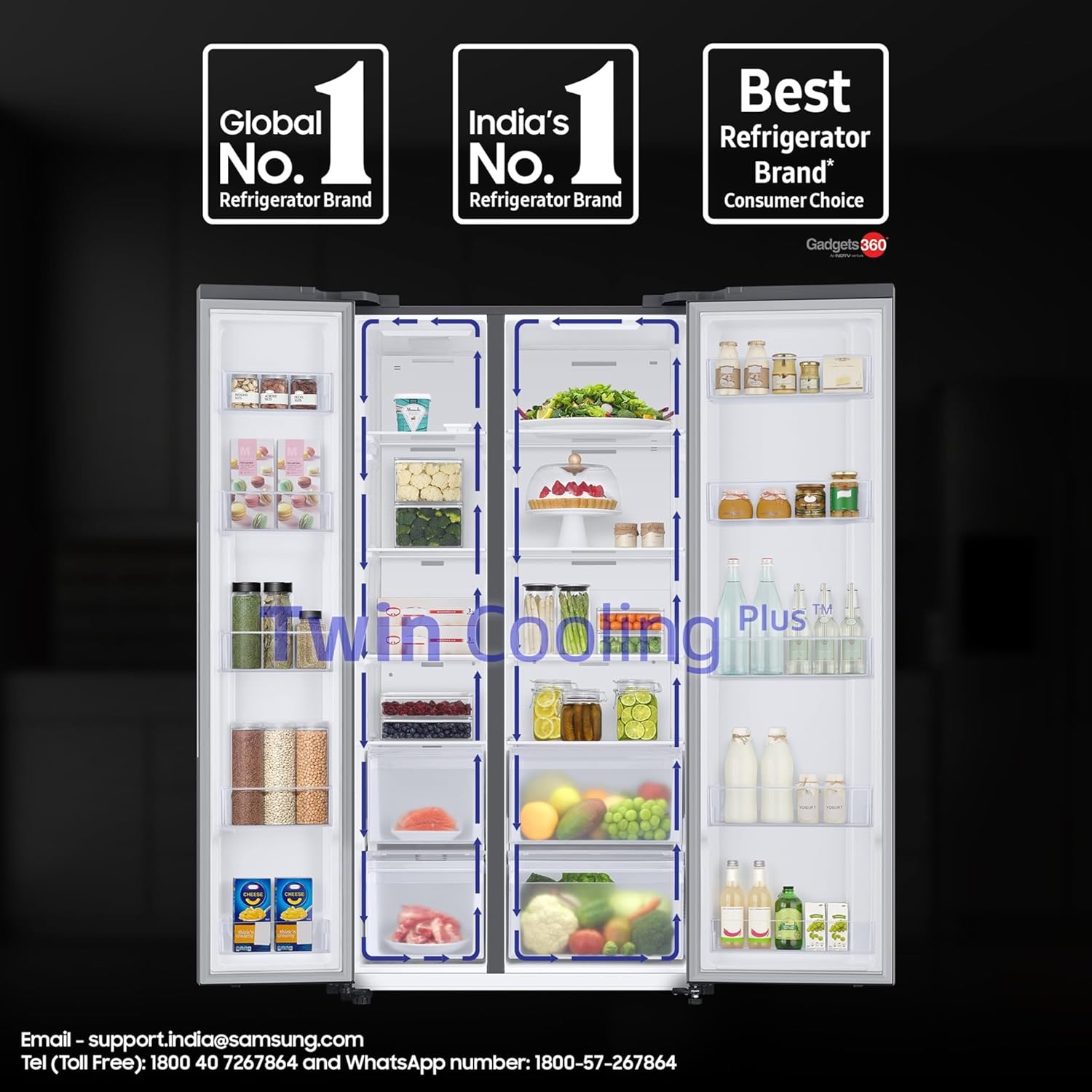 Samsung 653 L Convertible 5-in-1 Digital Inverter Side-by-Side AI Enabled Smart Refrigerator with WiFi RS76CG8003S9HL