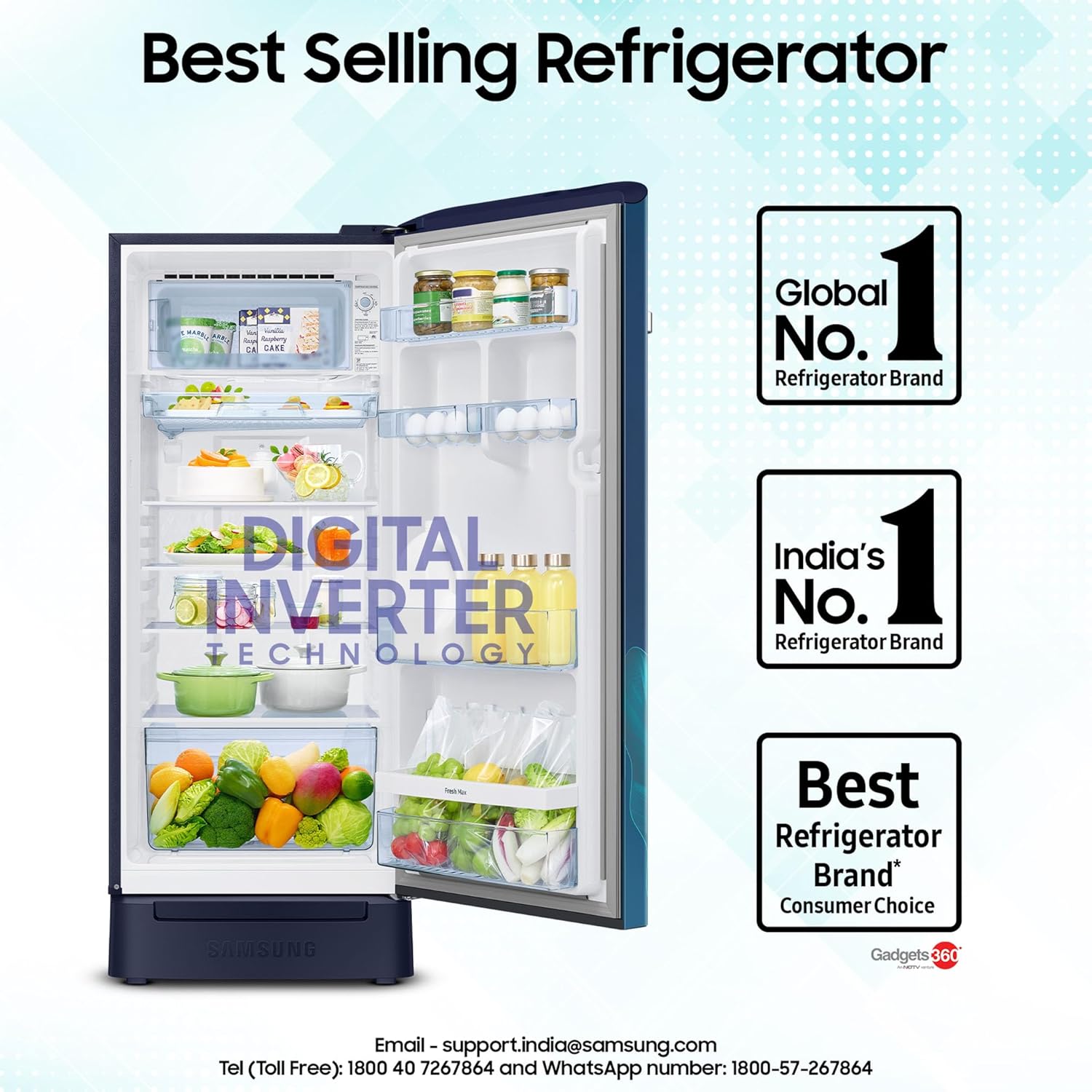 Samsung 215 L 5 Star Digital Inverter Direct-Cool Single Door Refrigerator