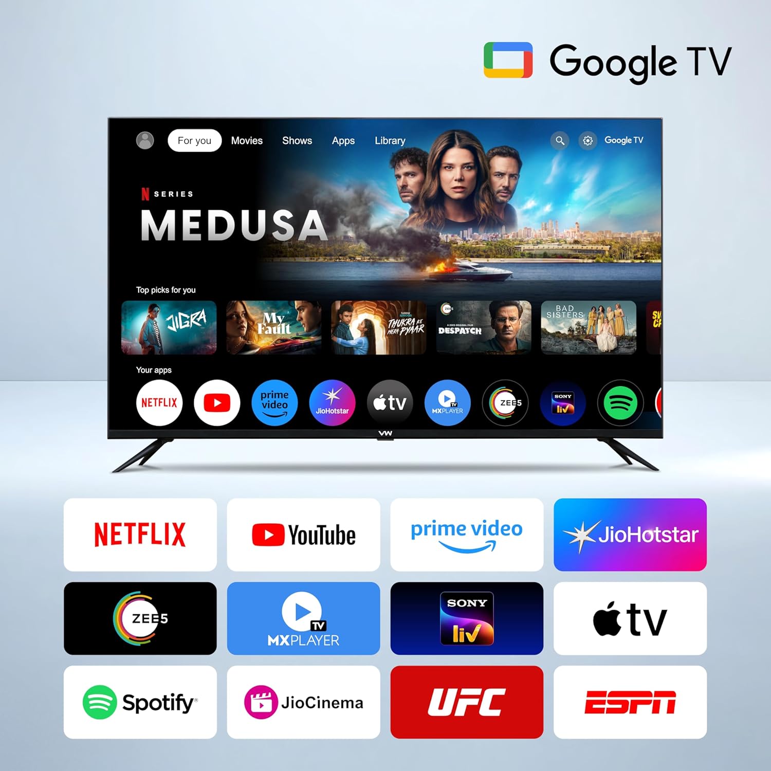 VW 109 cm (43 inch) Pro Series 4K Ultra HD Smart QLED Google TV Model VW43GQ1