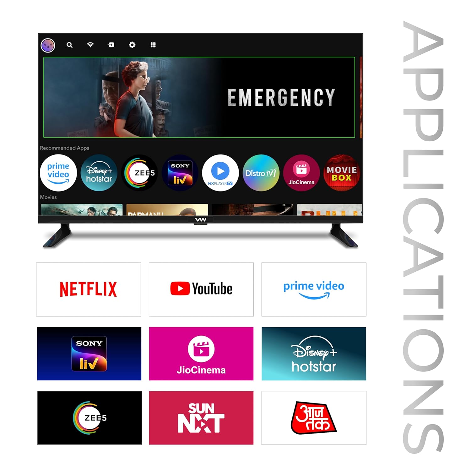 VW 80 cm (32 inch) Playwall Frameless Series HD Ready Android Smart LED TV Model VW32F5