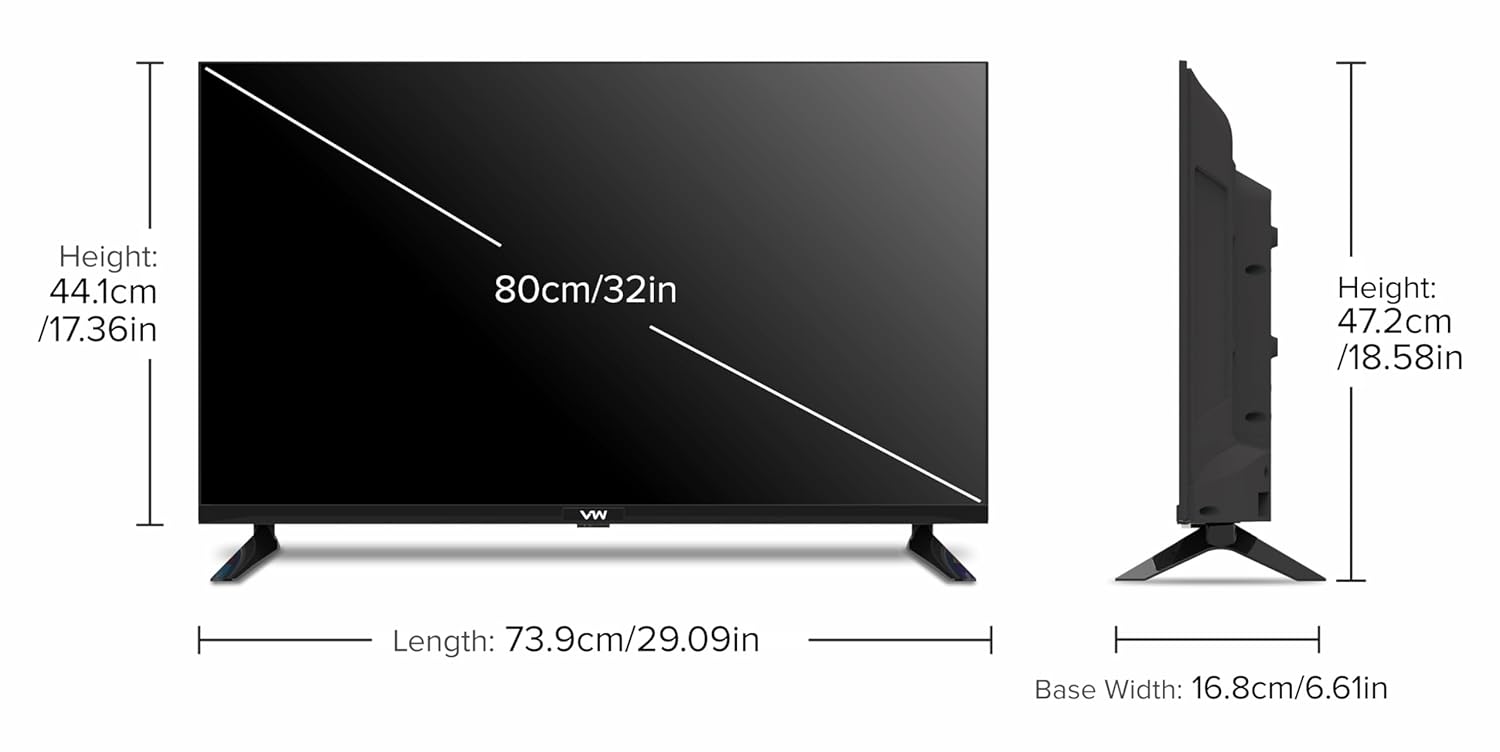 VW 80 cm (32 inch) Playwall Frameless Series HD Ready Android Smart LED TV Model VW32F5