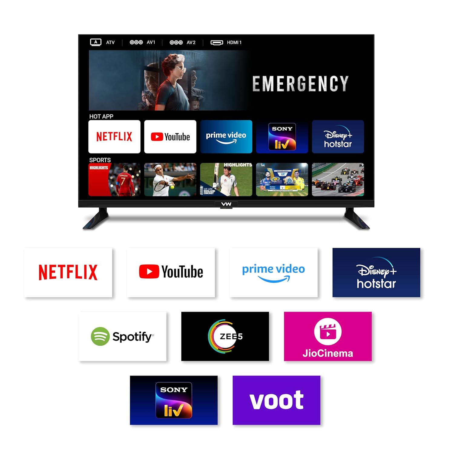 VW 80 cm (32 inch) Frameless Series HD Ready Android Smart LED TV Model VW32S