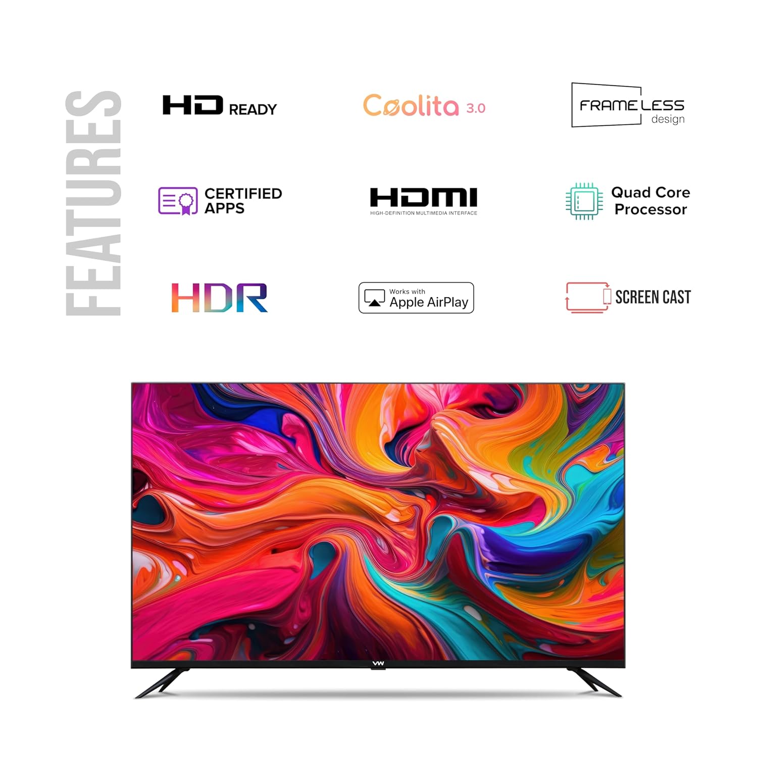 VW 80 cm (32 inch) Linux Frameless Series HD Ready Smart LED TV Model VW32C3
