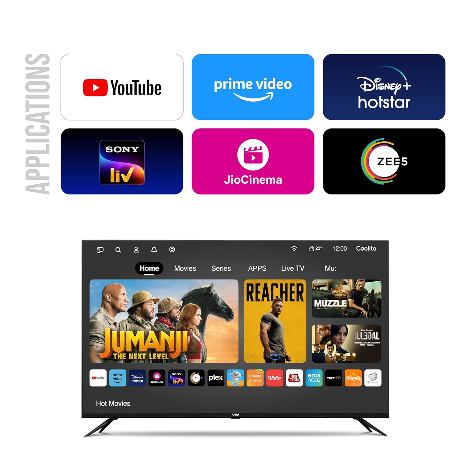 VW 80 cm (32 inch) Linux Frameless Series HD Ready Smart LED TV Model VW32C3