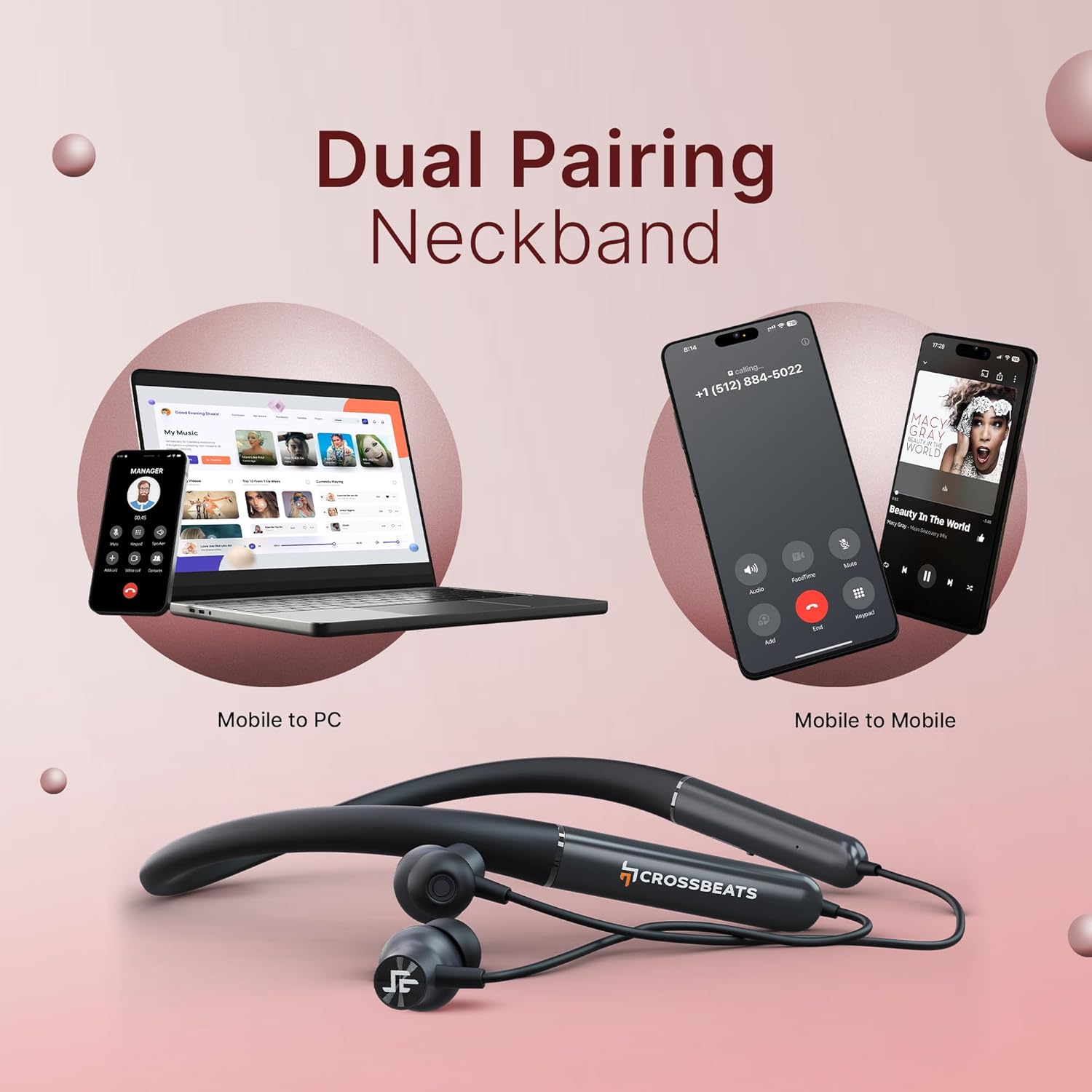 CrossBeats Shuffl ANC Neckband Bluetooth