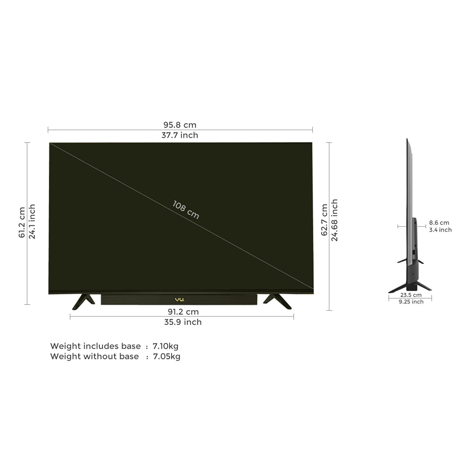 Vu 108 cm (43 inch) Vibe Series 4K Ultra HD QLED Smart Google TV Model 43VIBE24