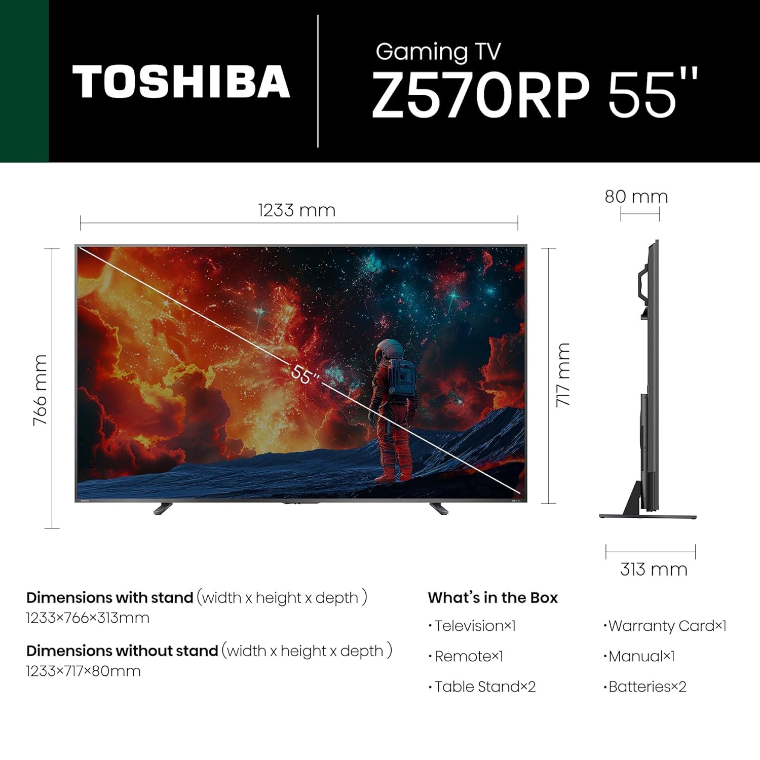 Toshiba 139 cm (55 inch) Z570RP Series 4K Ultra HD Smart QLED TV Model 55Z570RP