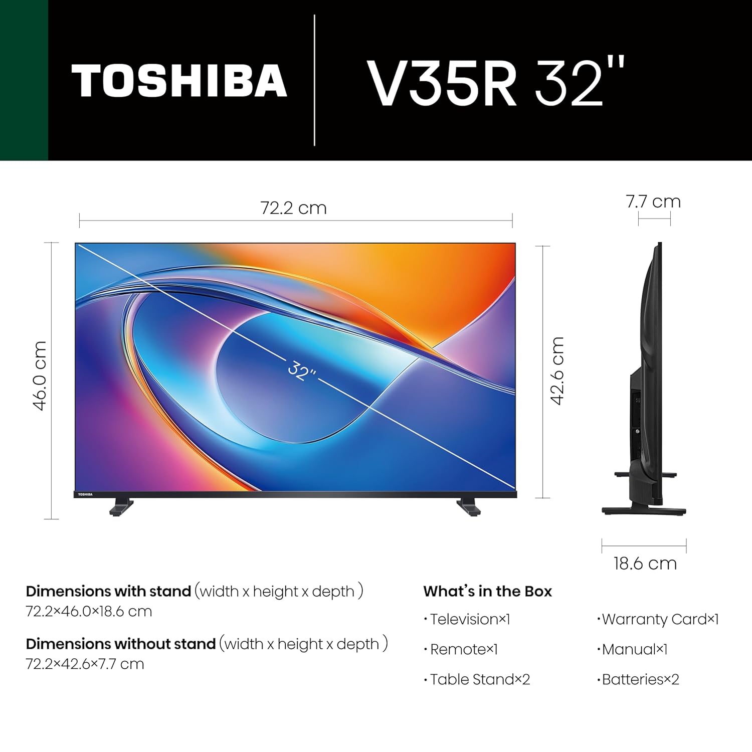 Toshiba 80 cm (32 inch) V Series HD Ready Smart LED TV Model 32V35RP