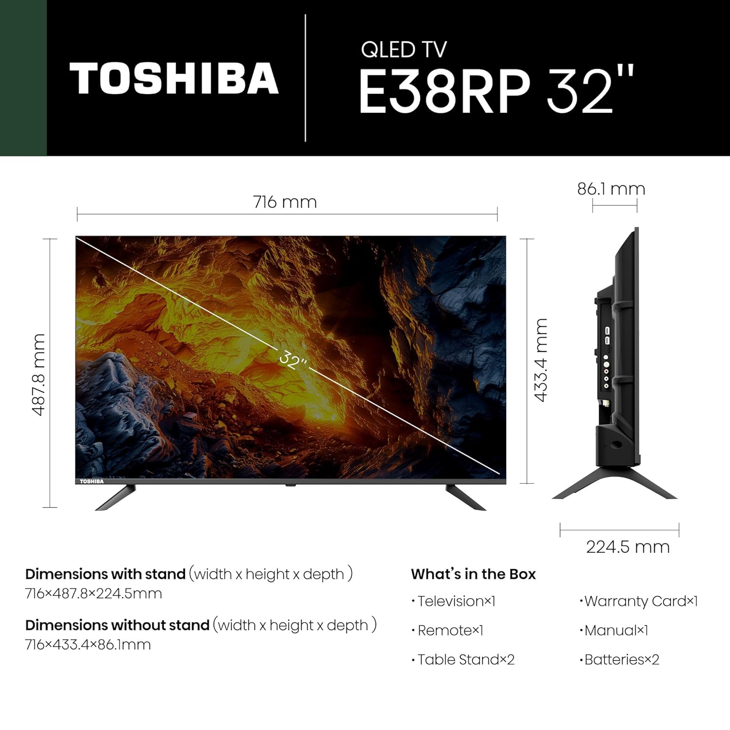 Toshiba 80 cm (32 inch) E38RP Series Full HD Ready Smart QLED Google TV Model 32E38RP