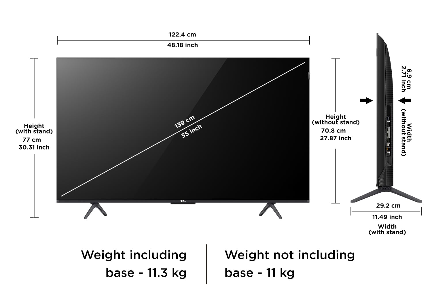 TCL 139 cm (55 inch) 4K Ultra HD Smart QLED Google TV Model 55C61B