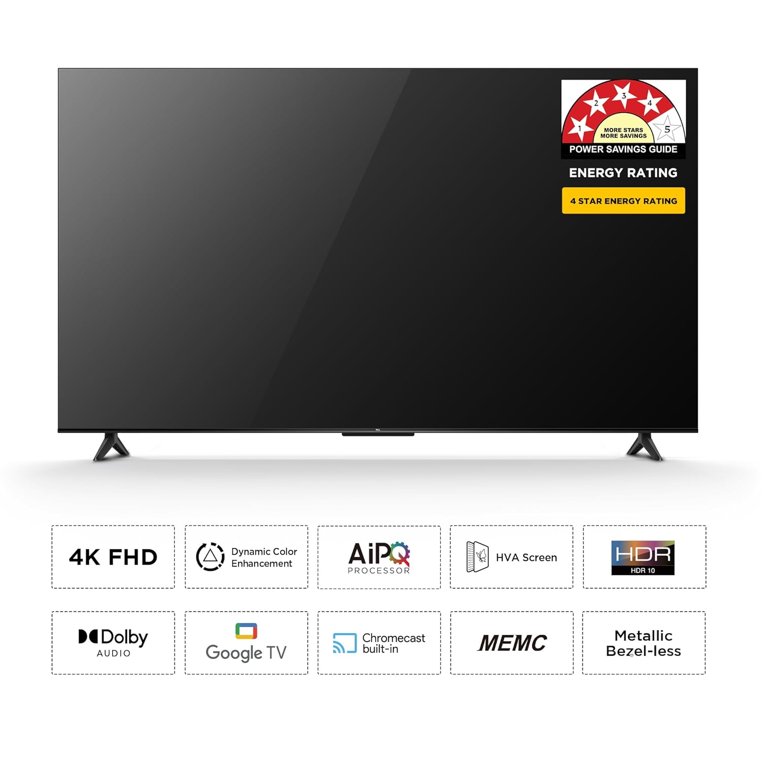 TCL 139 cm (55 inch) Metallic Bezel-Less Series 4K Ultra HD Smart LED Google TV Model 55V6C