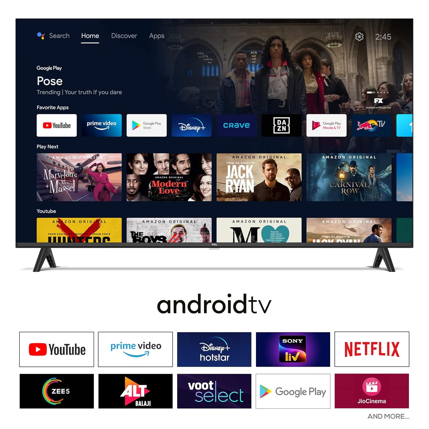TCL 79.97 cm (32 inch) Metallic Bezel-Less S Series Full HD Smart Android LED TV Model 32S5500AF