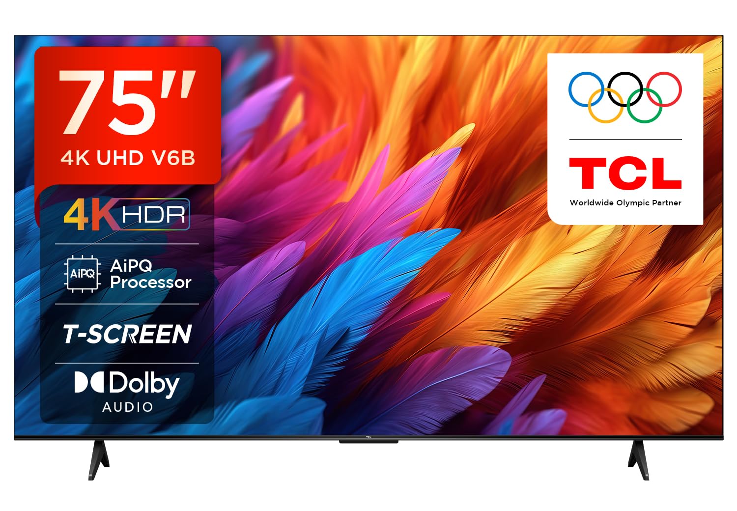 TCL 189 cm (75 inch) Metallic Bezel-Less Series 4K Ultra HD Smart LED Google TV Model 75V6B