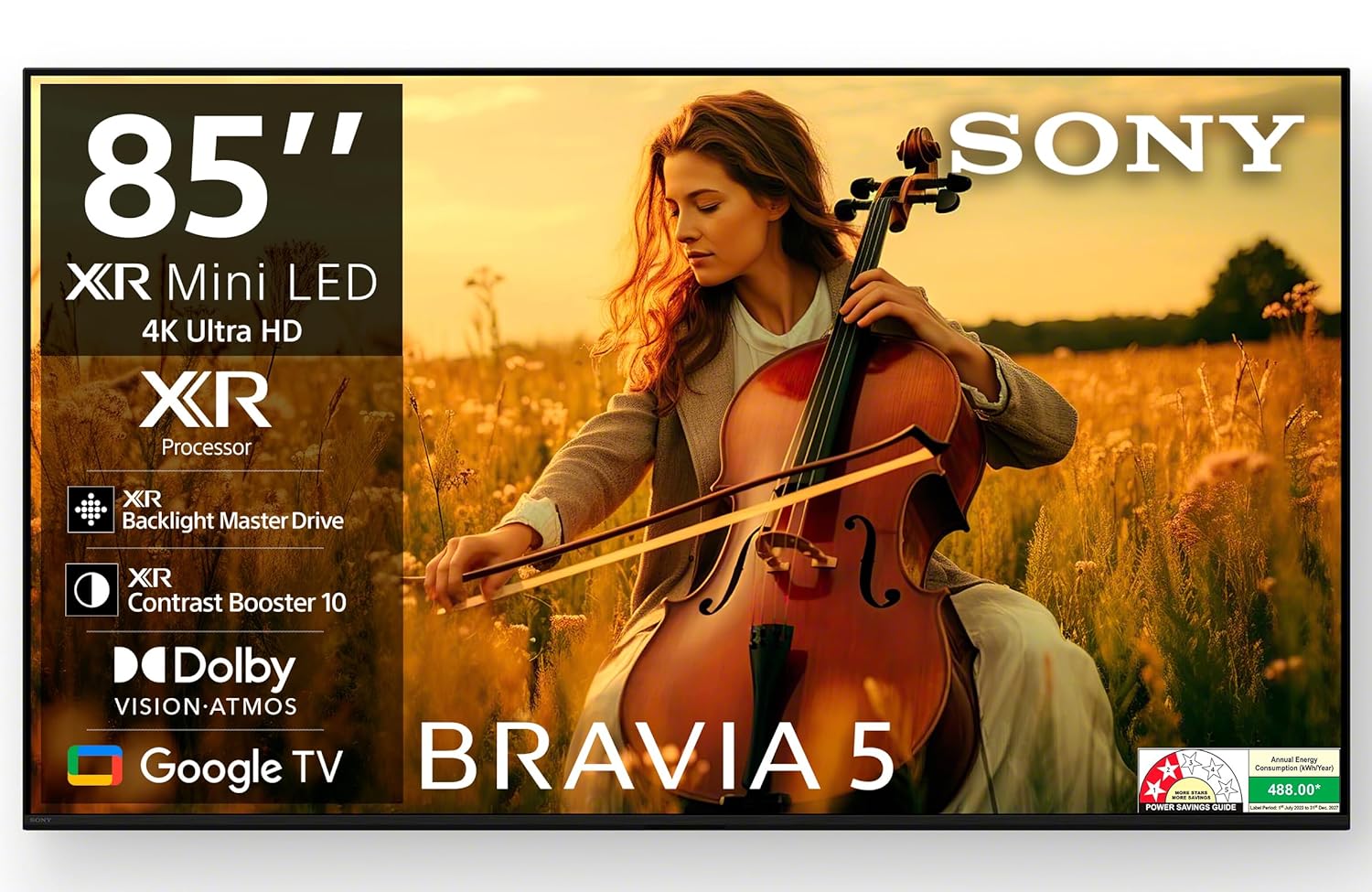 Sony 215 cm (85 inch) BRAVIA 5 Series 4K Ultra HD Smart Mini LED Google TV Model K-85XR55A